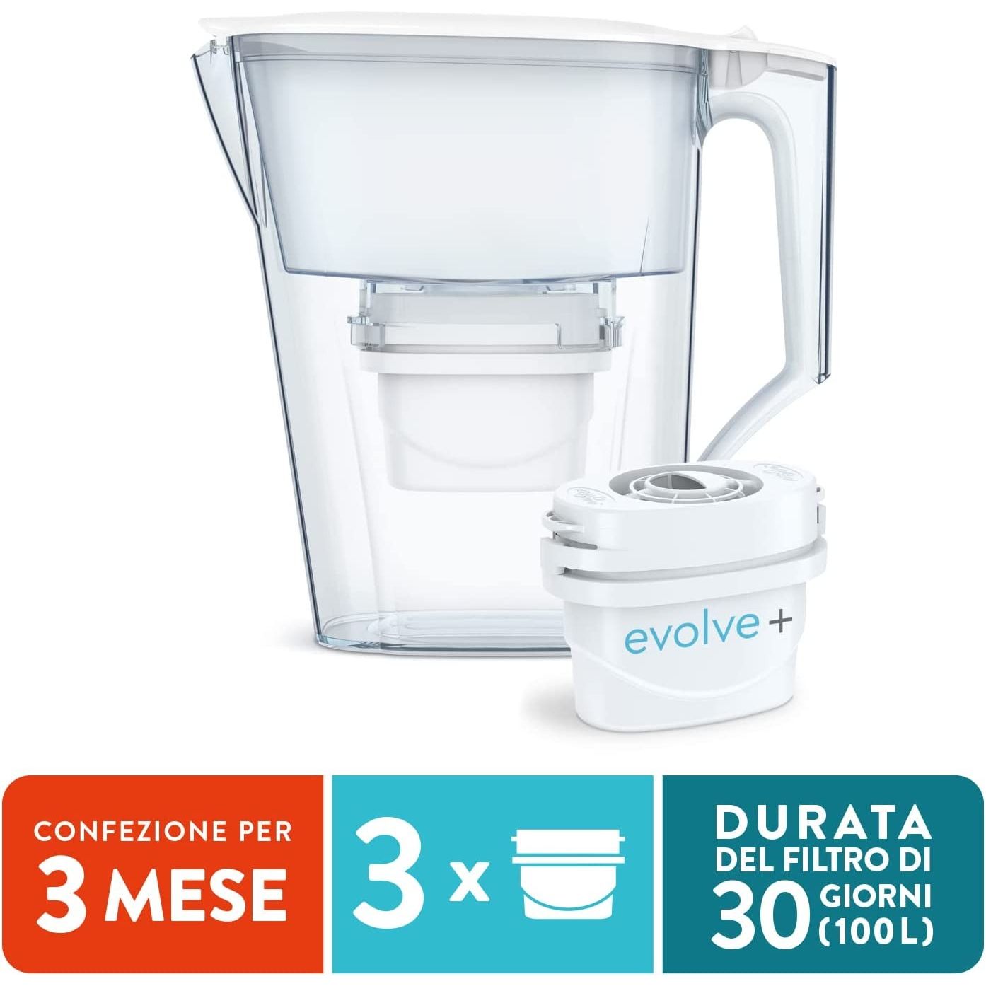 Aqua Optima Liscia Caraffa 2.5L Acqua Filtrata + 3 Filtri