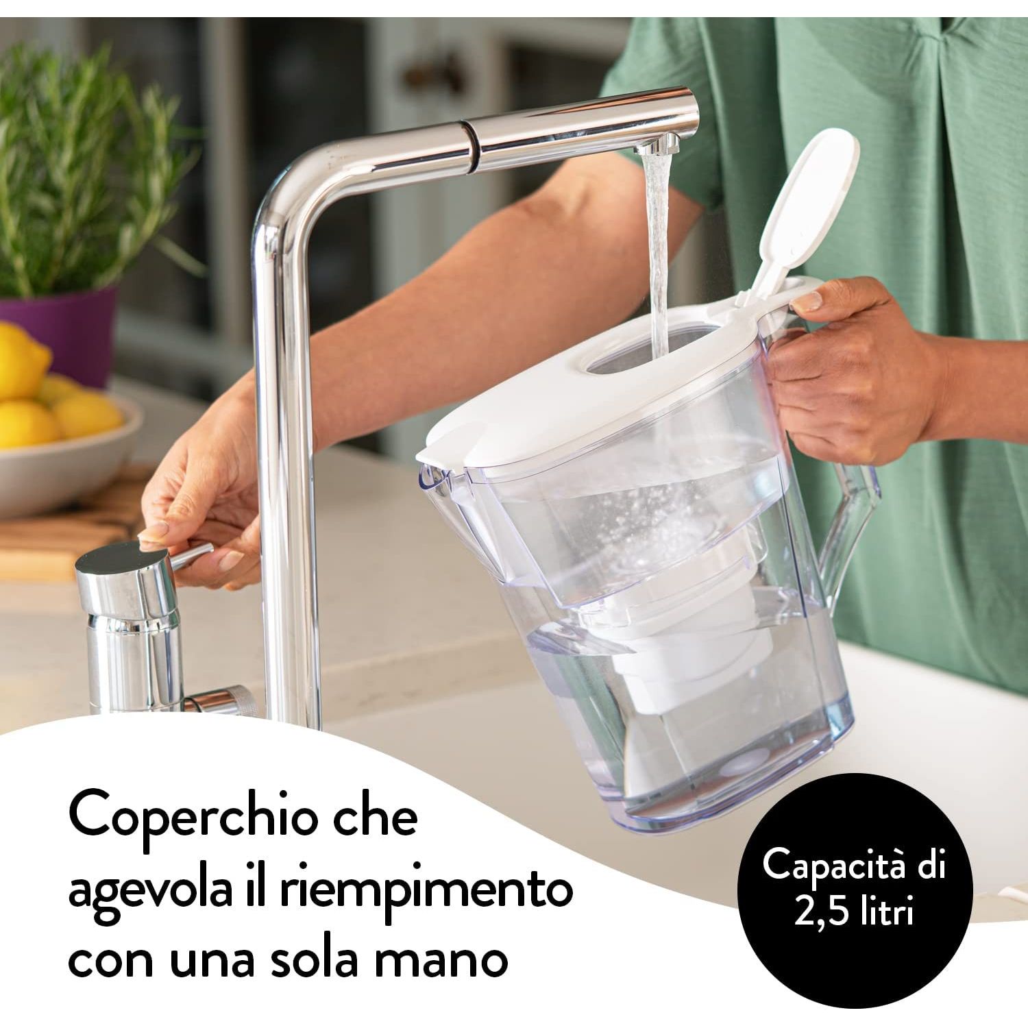 Aqua Optima Liscia Caraffa 2.5L Acqua Filtrata + 3 Filtri