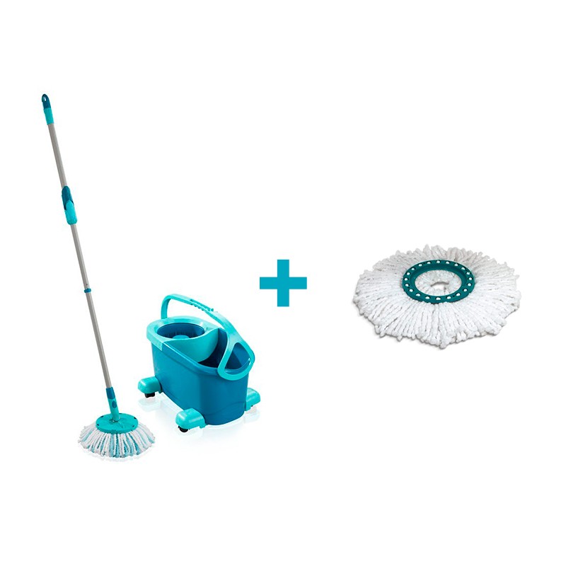 Leifheit Set CLEAN TWIST Disc Mop Mobile Ergo + Testina sostitutiva IN OMAGGIO