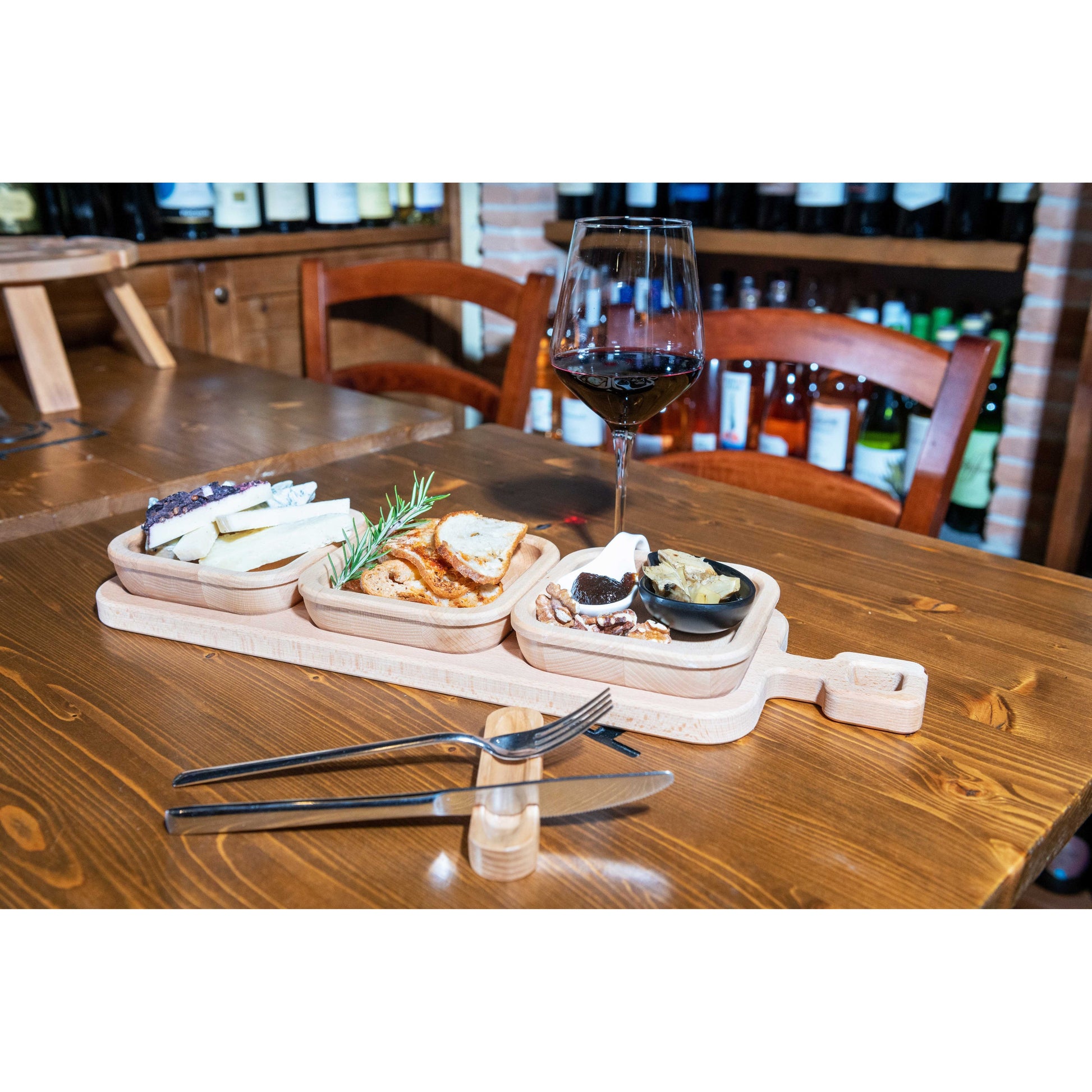 Inca Vassoio In Legno Faggio Con 3 Vaschette Estraibili