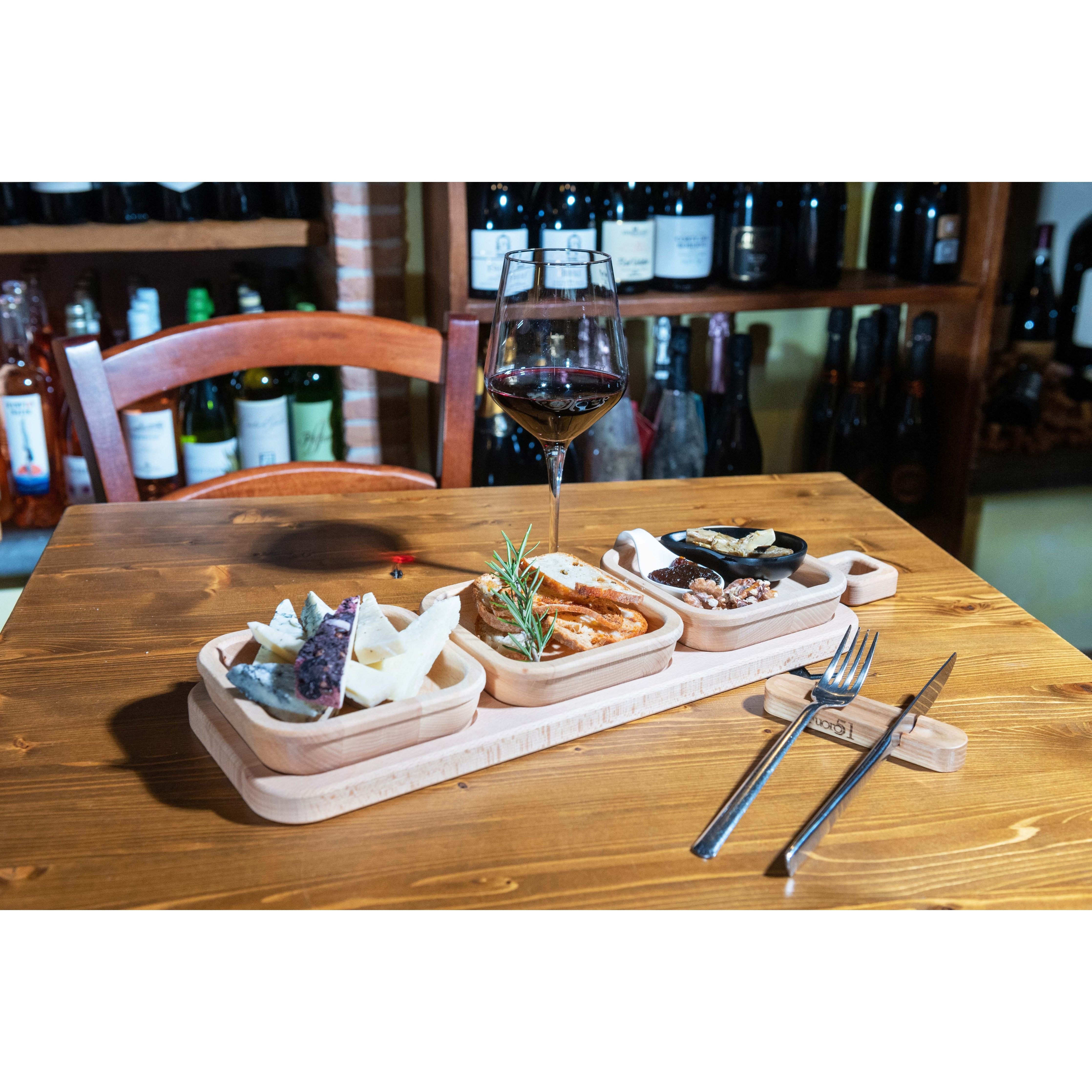 Inca Vassoio In Legno Faggio Con 3 Vaschette Estraibili