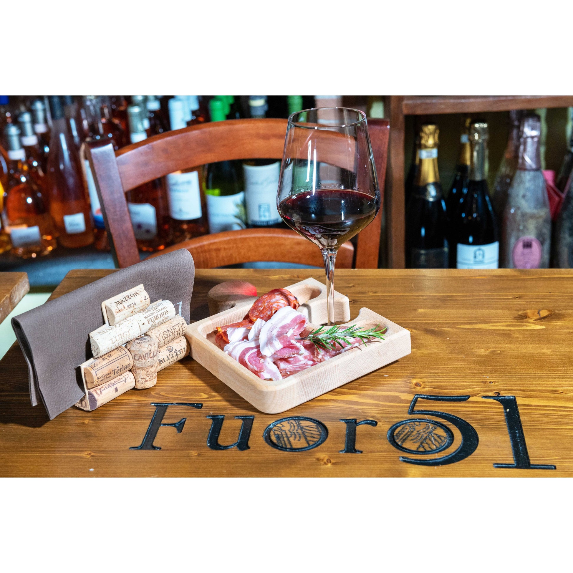 Inca Vassoio Aperitivo Puzzle 4 Pezzi In Legno Faggio Con Porta Calice