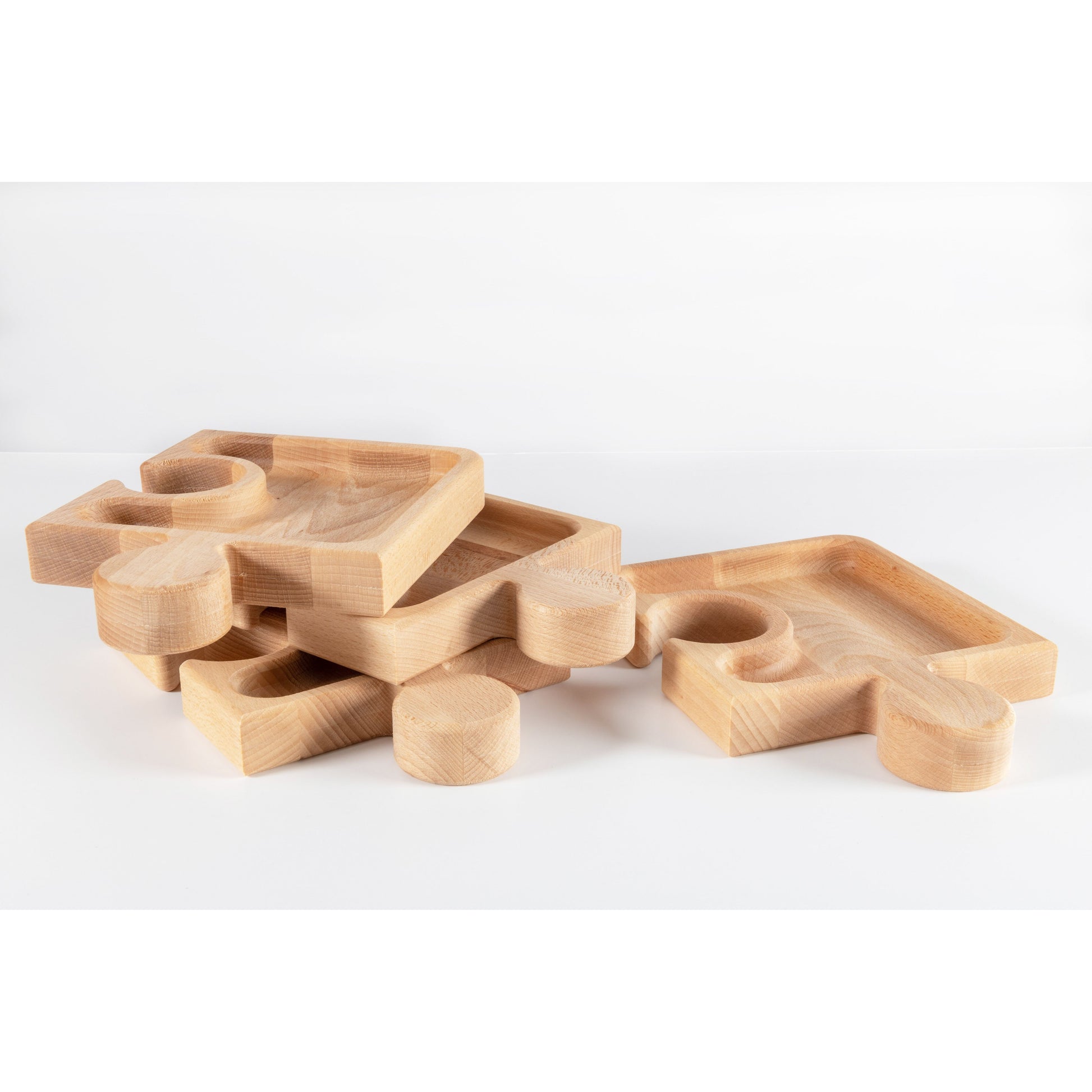 Inca Vassoio Aperitivo Puzzle 4 Pezzi In Legno Faggio Con Porta Calice