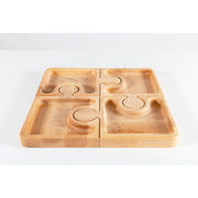 Inca Vassoio Aperitivo Puzzle 4 Pezzi In Legno Faggio Con Porta Calice