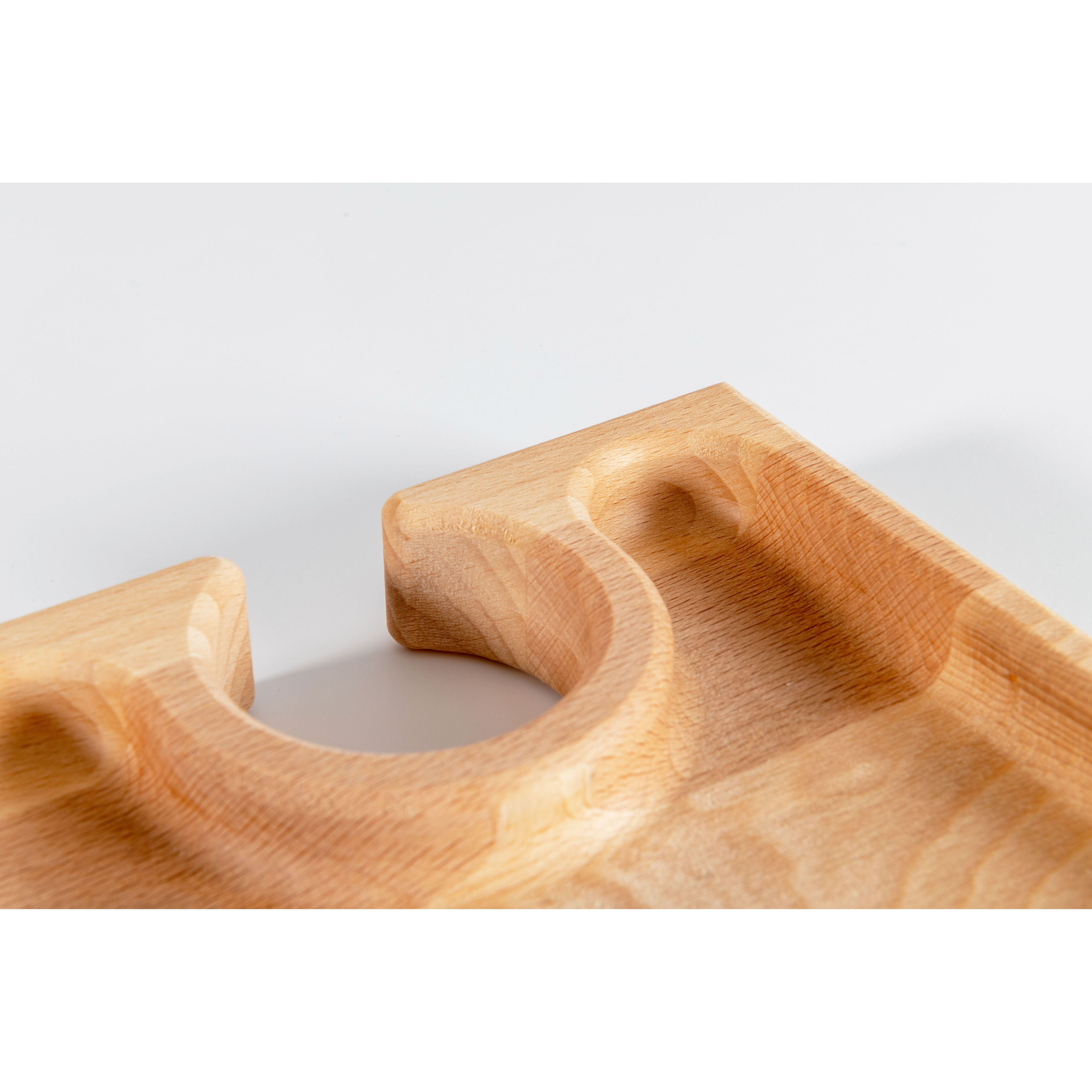 Inca Vassoio Aperitivo Puzzle 4 Pezzi In Legno Faggio Con Porta Calice