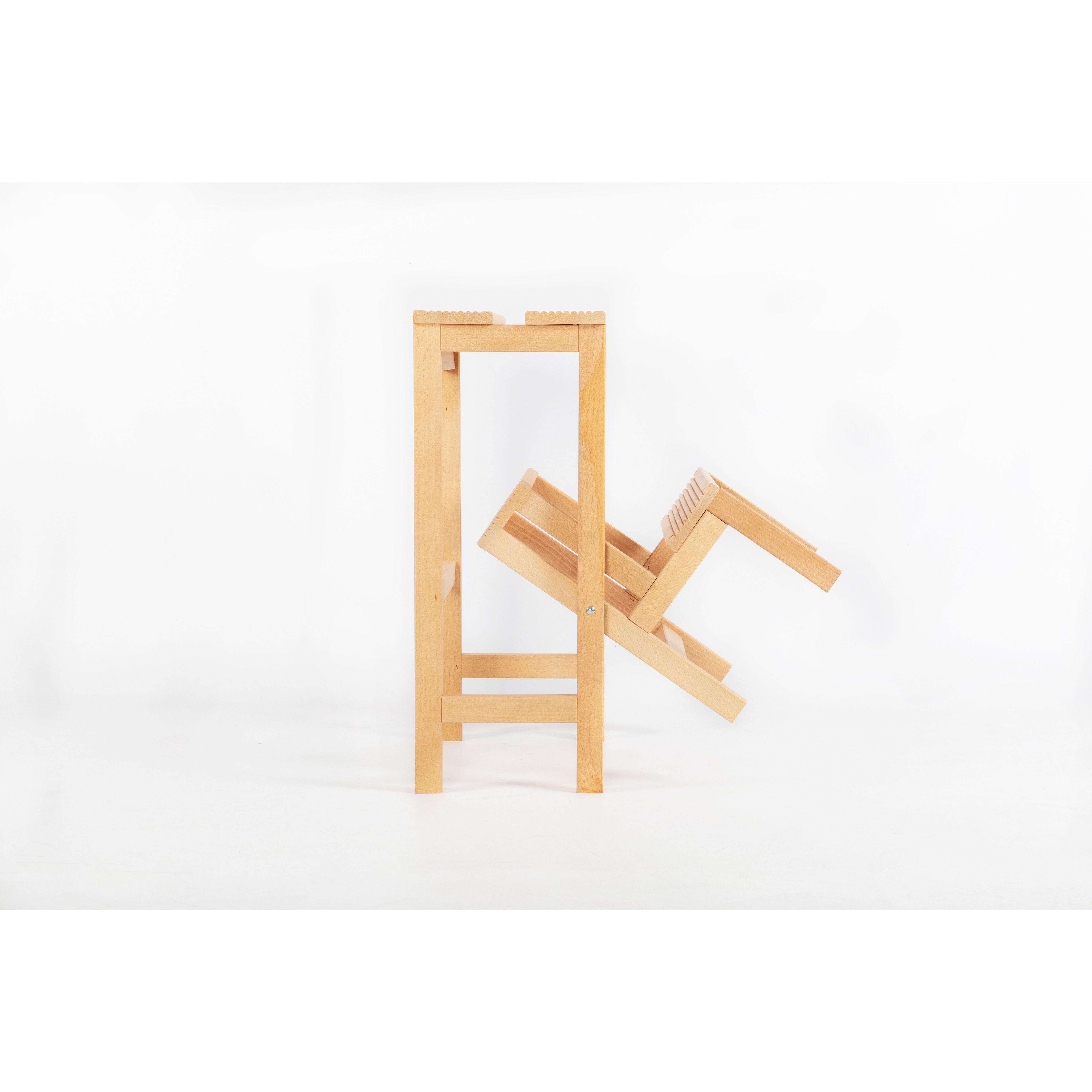 Inca Sgabello A Ribalta Con 3 Gradini In Legno Faggio Naturale