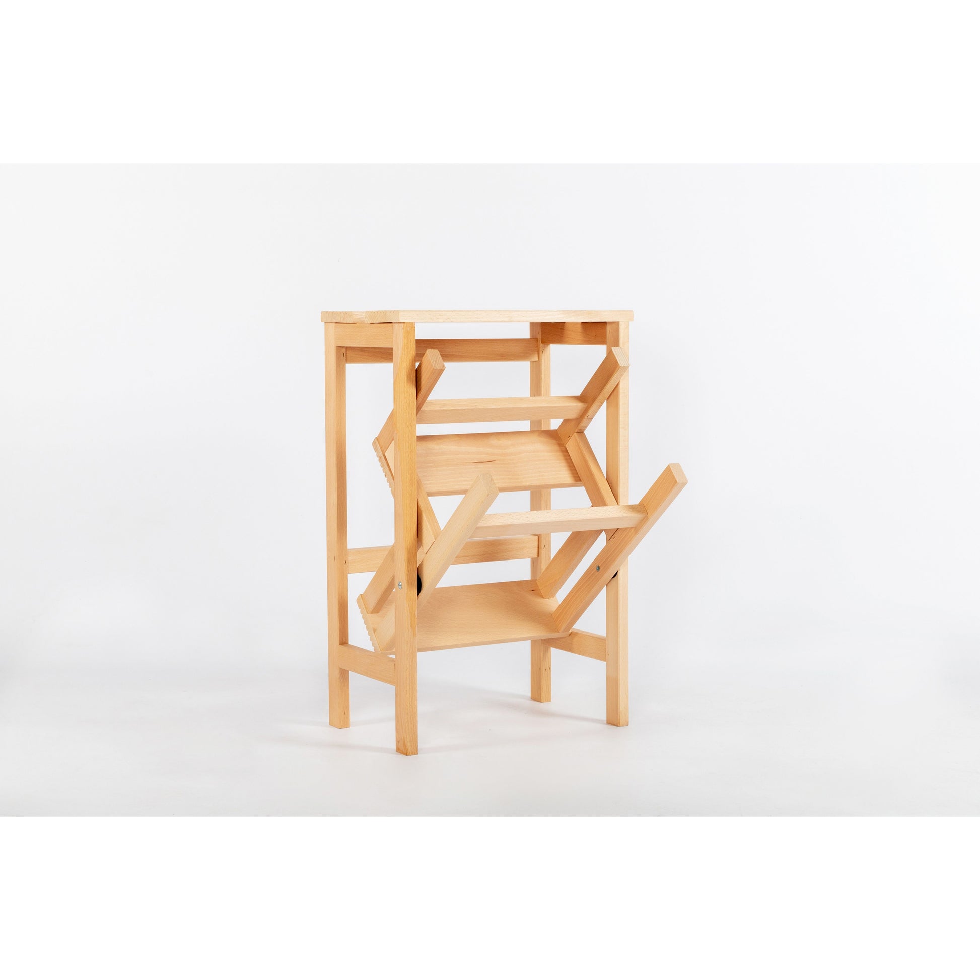 Inca Sgabello A Ribalta Con 3 Gradini In Legno Faggio Naturale