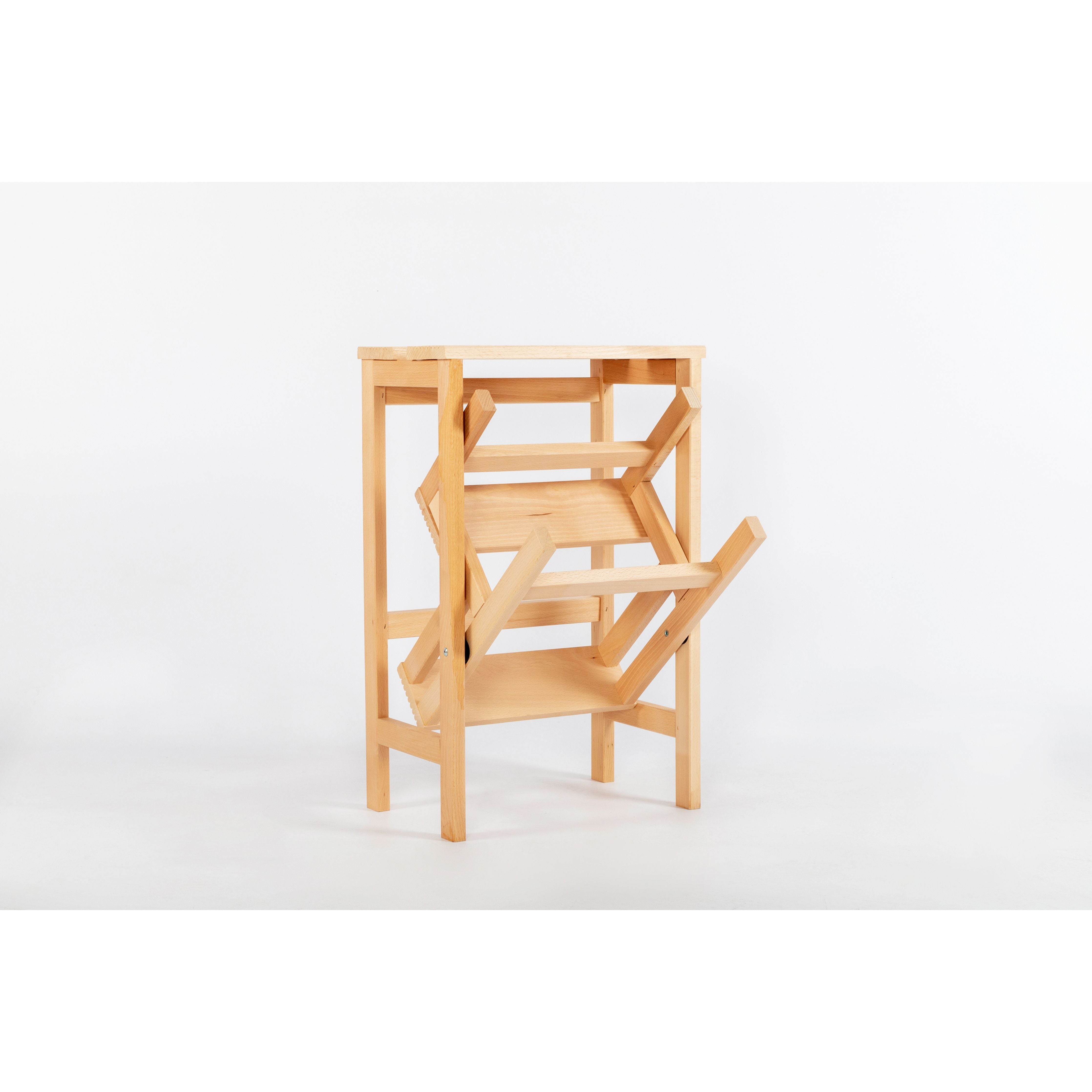 Inca Sgabello A Ribalta Con 3 Gradini In Legno Faggio Naturale