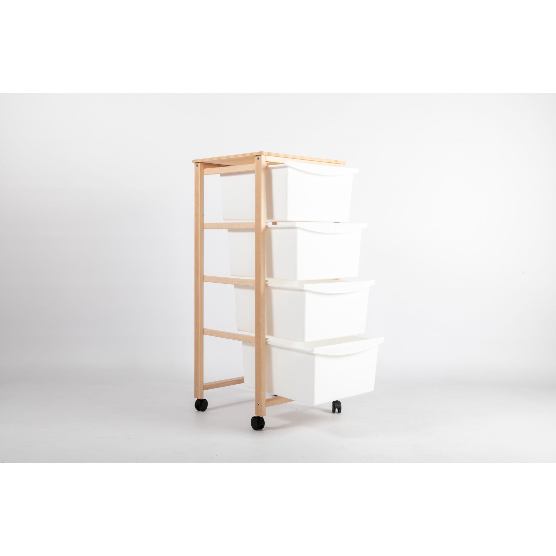 Inca Cassettiera In Legno Faggio Naturale Con 4 Ceste