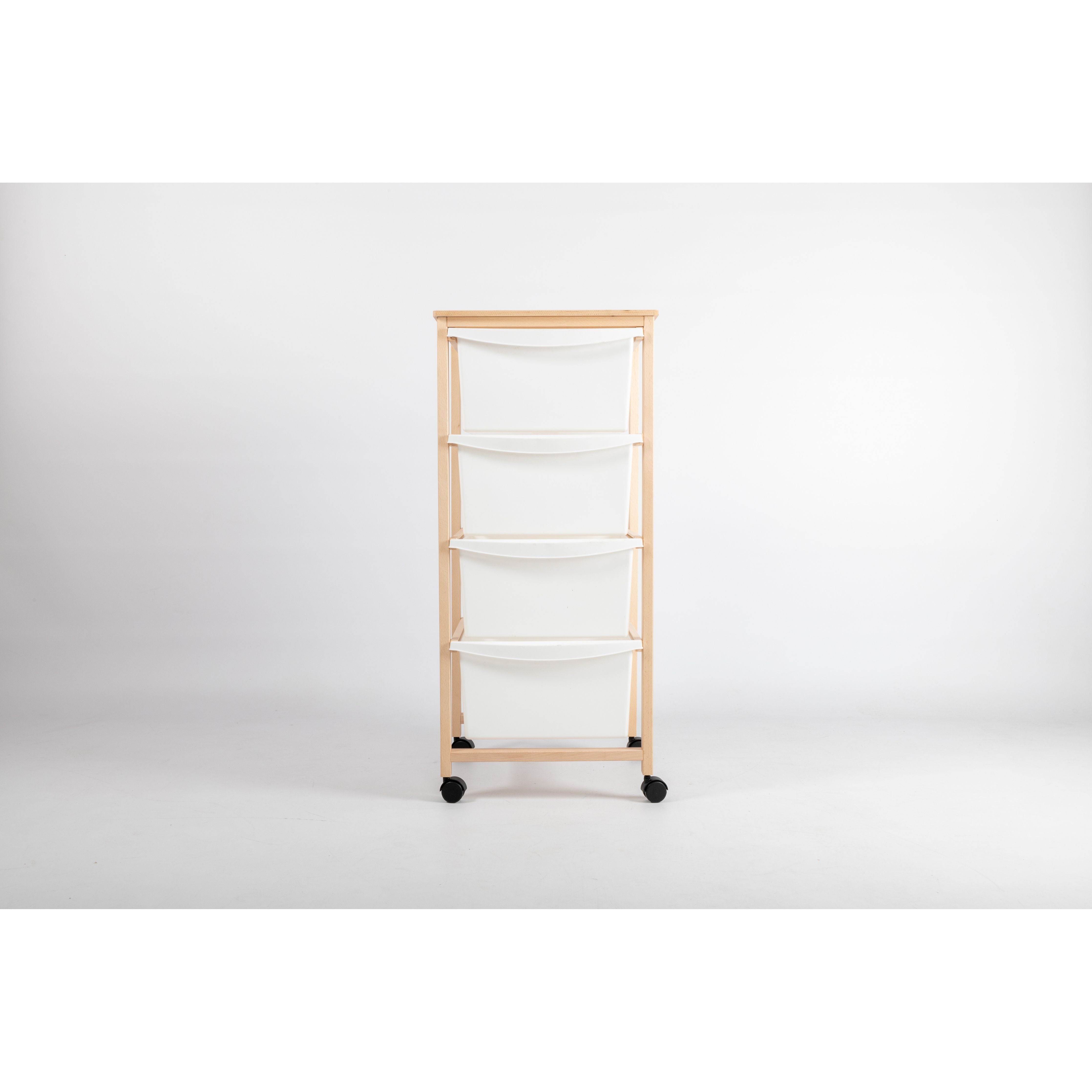 Inca Cassettiera In Legno Faggio Naturale Con 4 Ceste