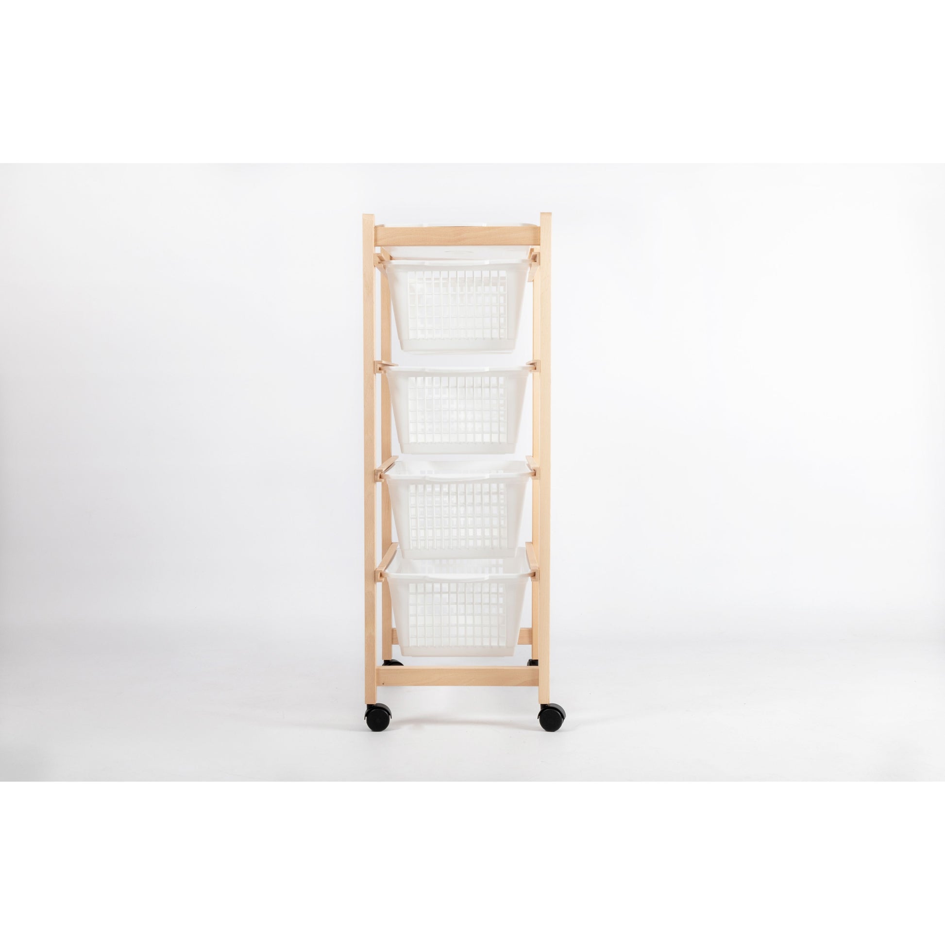 Inca Carrello Da Cucina Salvaspazio In Legno Di Faggio Con 4 Ceste Colore Naturale