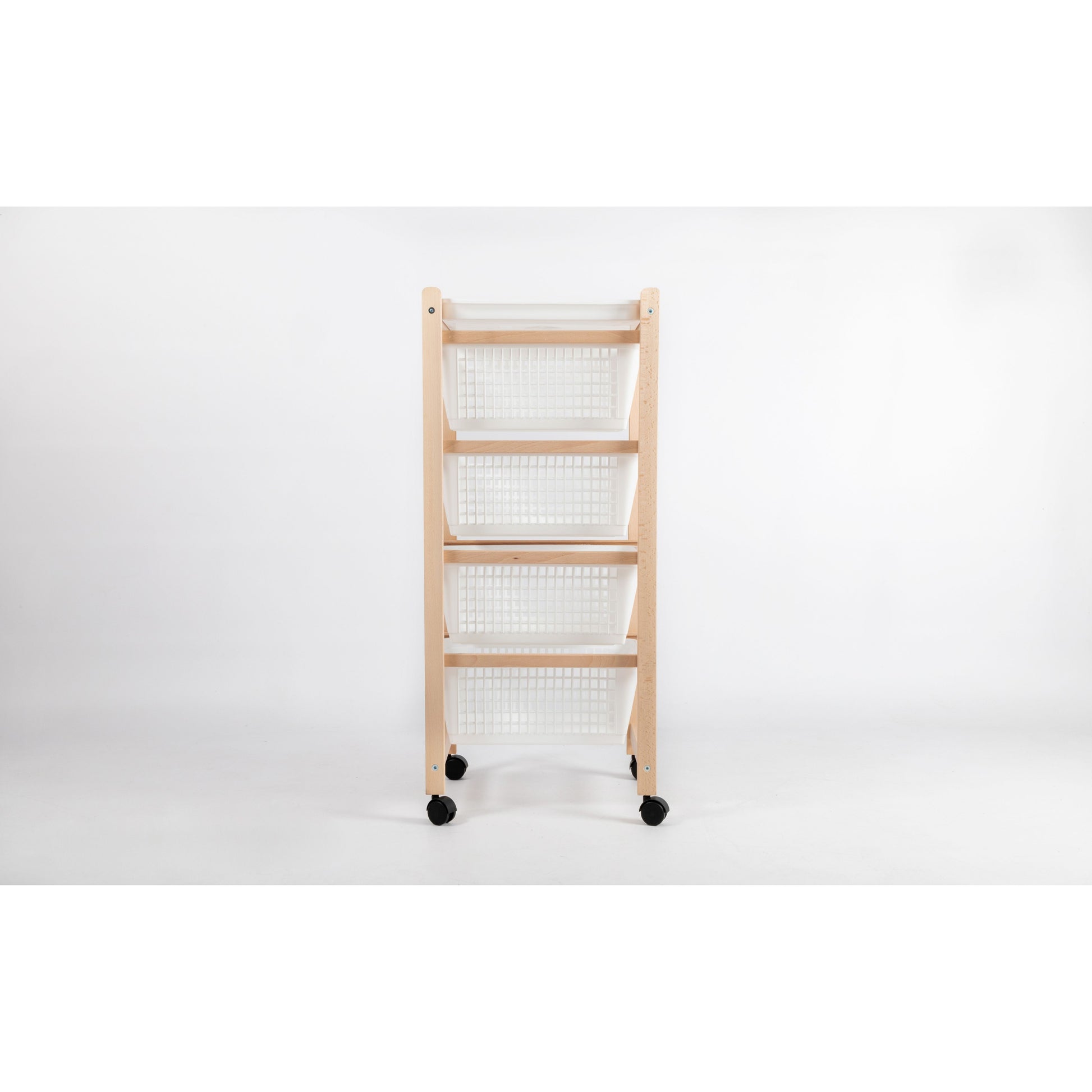 Inca Carrello Da Cucina Salvaspazio In Legno Di Faggio Con 4 Ceste Colore Naturale