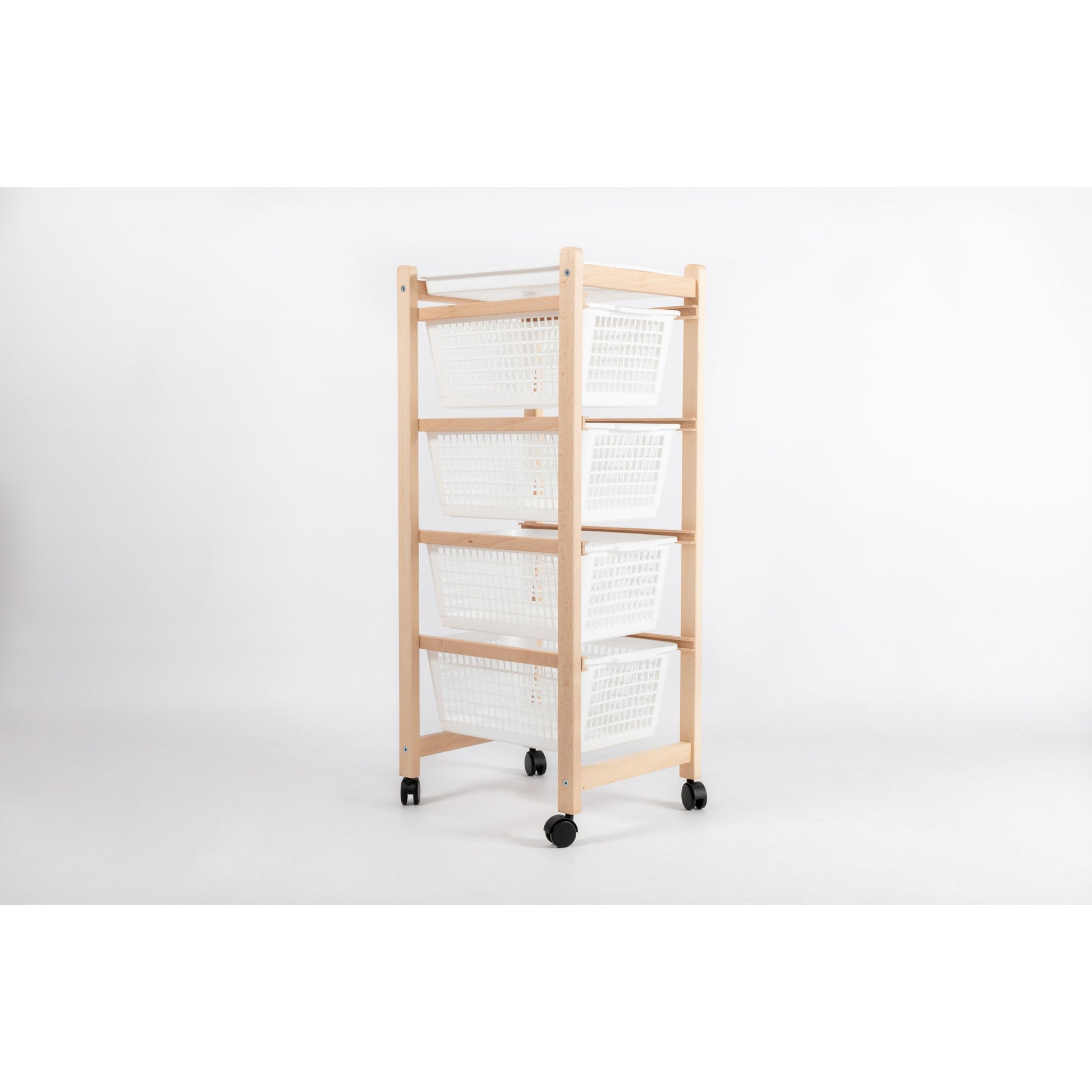 Inca Carrello Da Cucina Salvaspazio In Legno Di Faggio Con 4 Ceste Colore Naturale
