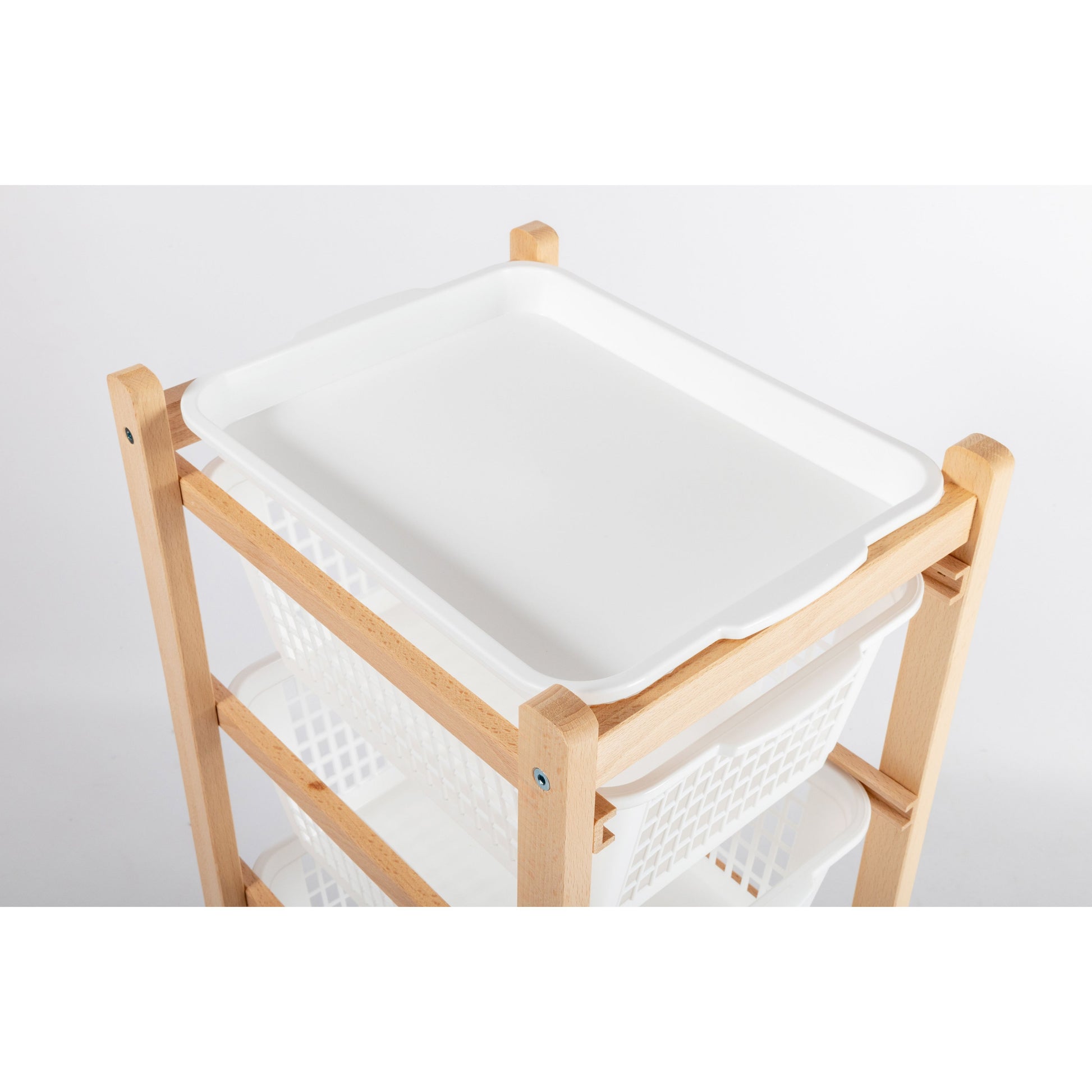 Inca Carrello Da Cucina Salvaspazio In Legno Di Faggio Con 4 Ceste Colore Naturale