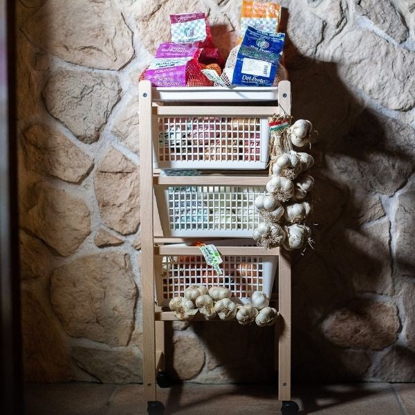 Inca Carrello Da Cucina Salvaspazio In Legno Di Faggio Con 4 Ceste Colore Naturale