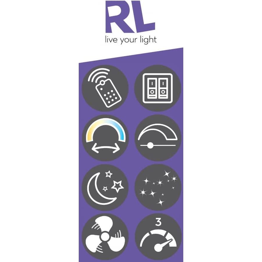 Stralsund Ventilatore E Plafoniera Led Con Effetto Cielo Stellato Con Telecomando Multifunzione Diam.50Cm