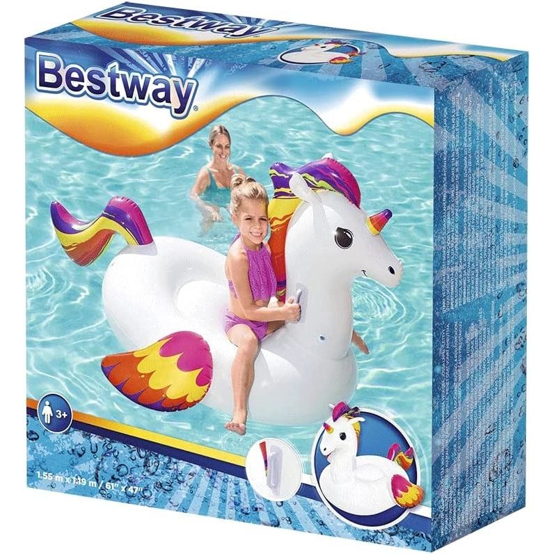 Bestway Materassino Cavalcabile Da Mare Piscina Unicorno Cm 150X117 Con Maniglie