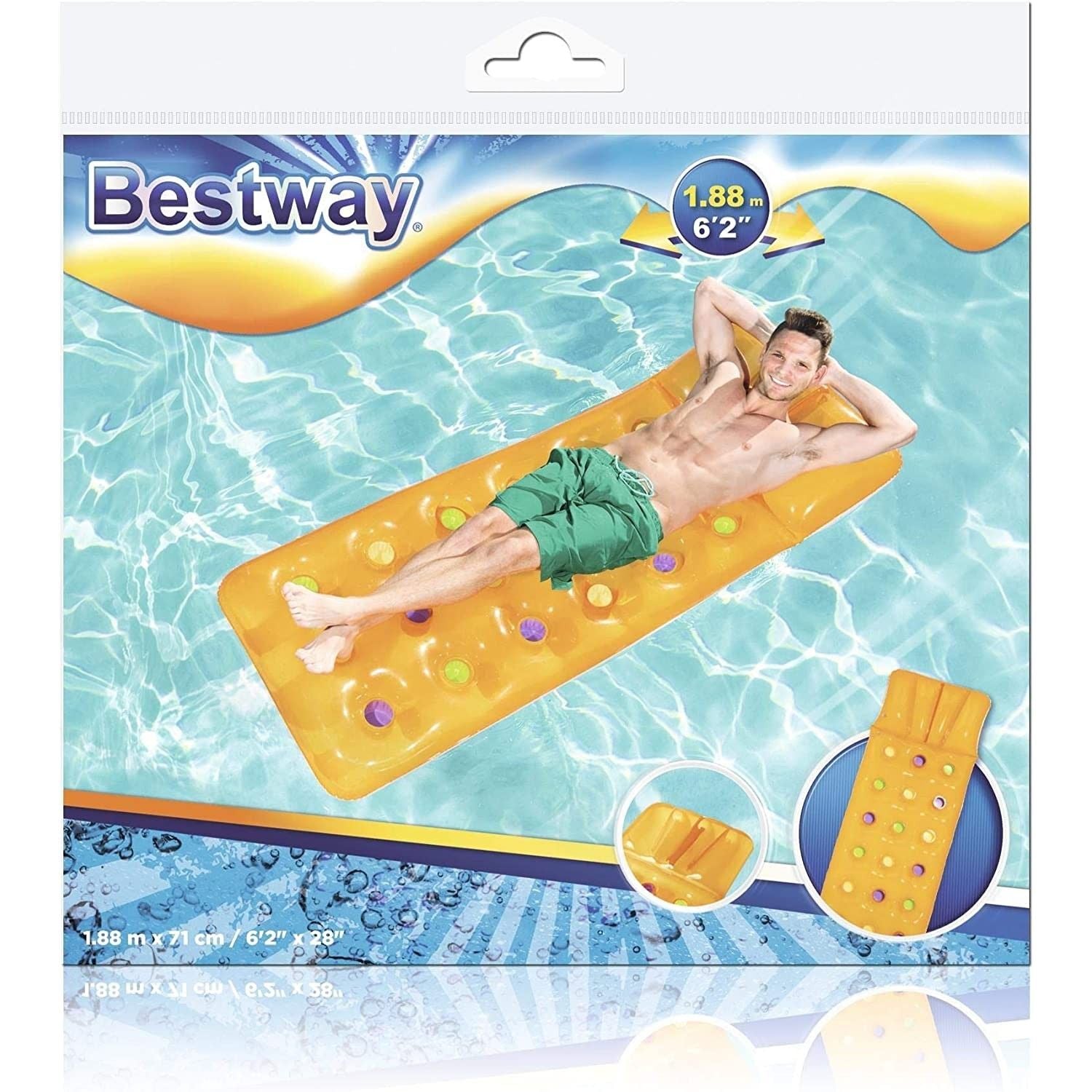 Bestway Fashion Pool Lounge Materassino 18 Buchi Cm. 188X71 Colori Assortiti