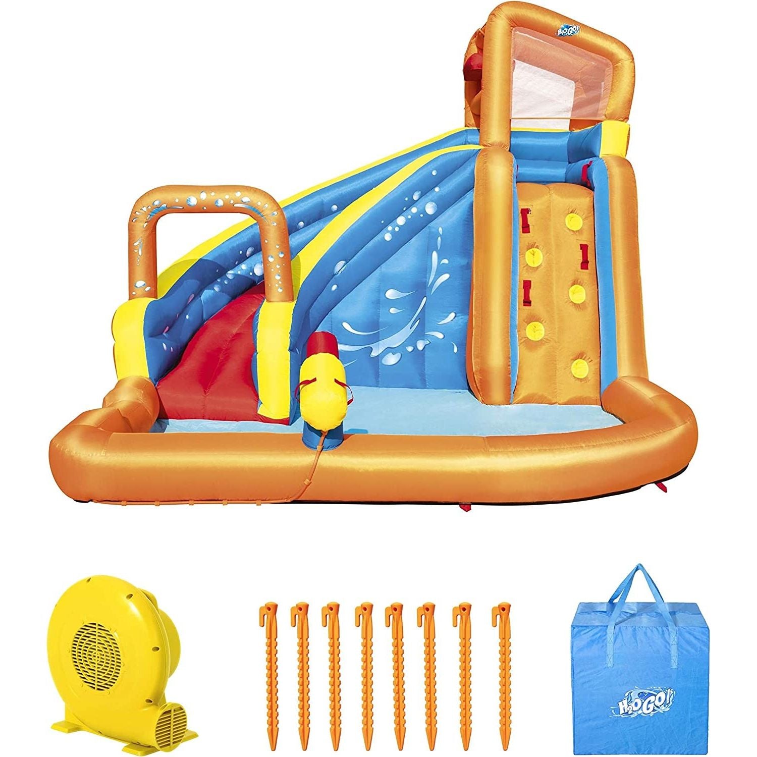 Bestway Parco Acquatico Turbo Mega Zone,Cm. 365X320X270,Con Scivolo,Spruzzi,Cannone Spara Acqua E Piscinetta Con Motore Incluso