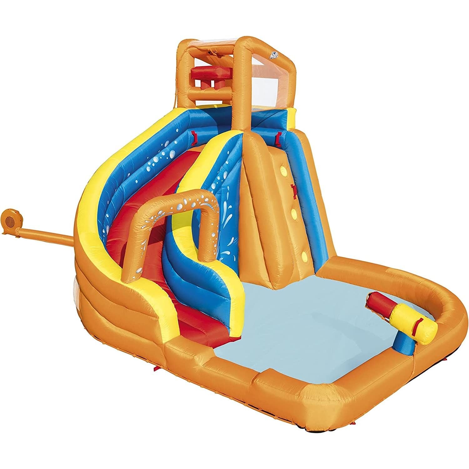 Bestway Parco Acquatico Turbo Mega Zone,Cm. 365X320X270,Con Scivolo,Spruzzi,Cannone Spara Acqua E Piscinetta Con Motore Incluso