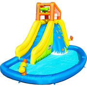 Bestway Parco Acquatico Mega Mount,Cm. 435X286X267,Con Scivolo Spruzzi Vari Piscinetta, Cannone Spara Acqua,Con Motore Incluso