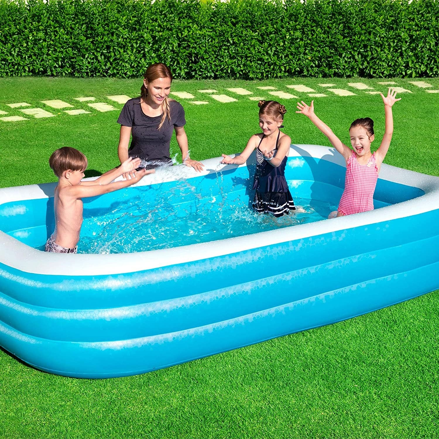 Bestway Piscina Family Rettangolare A 3 Anelli, Cm. 305X183X56