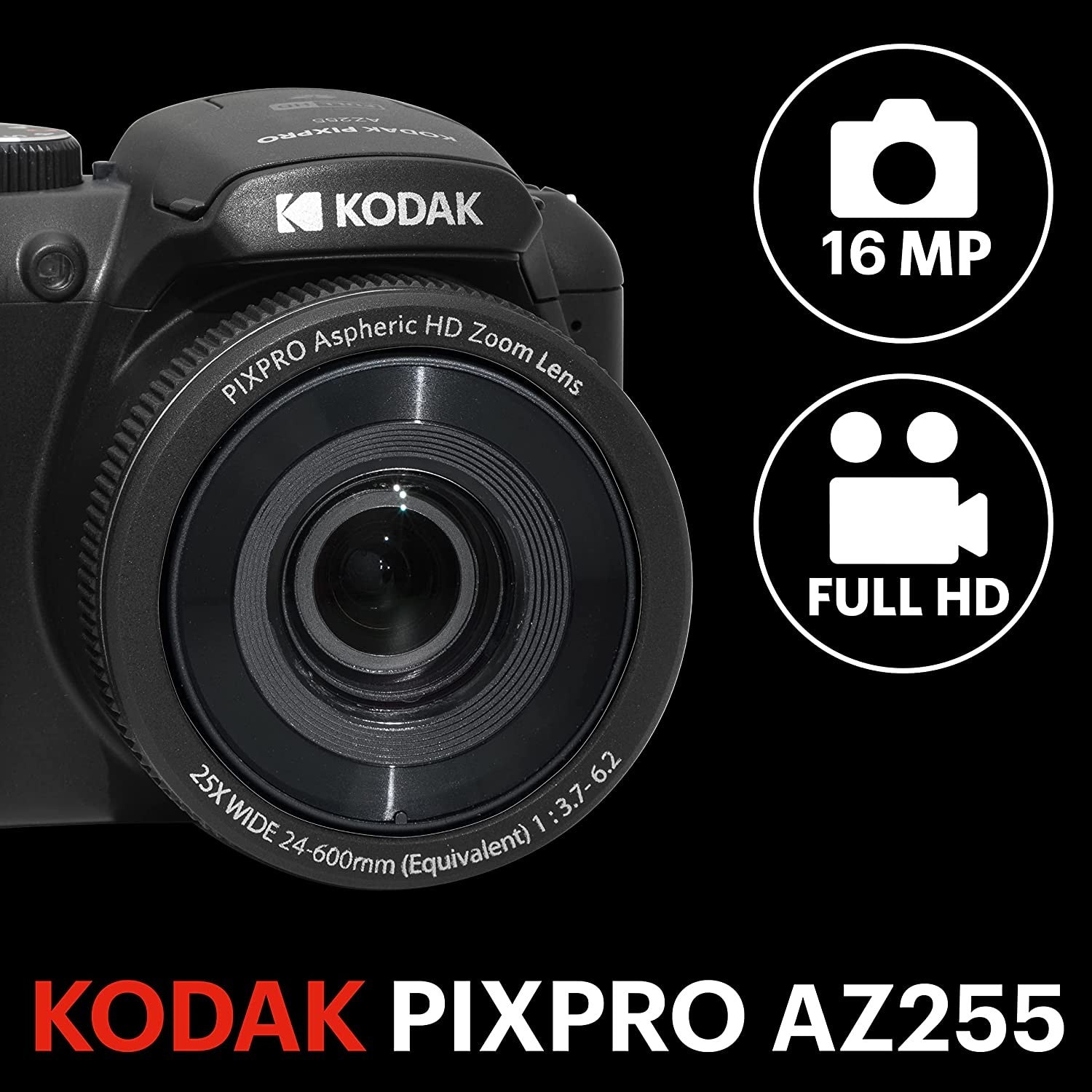 Kodak PixPro AZ255 BRIDGE CAMERA BLACK GARANZIA UFFICIALE ITALIA 2 ANNI
