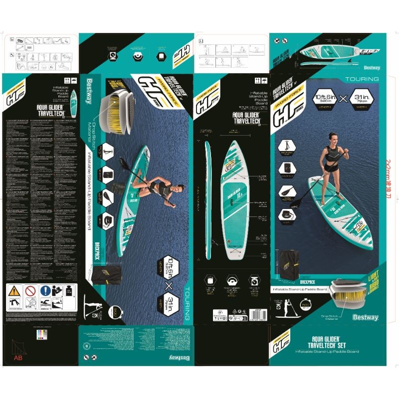 Bestway SUP Gonfiabile Aqua Glider Hydro-Force Con Tecnologia TravelTech 3,20 m