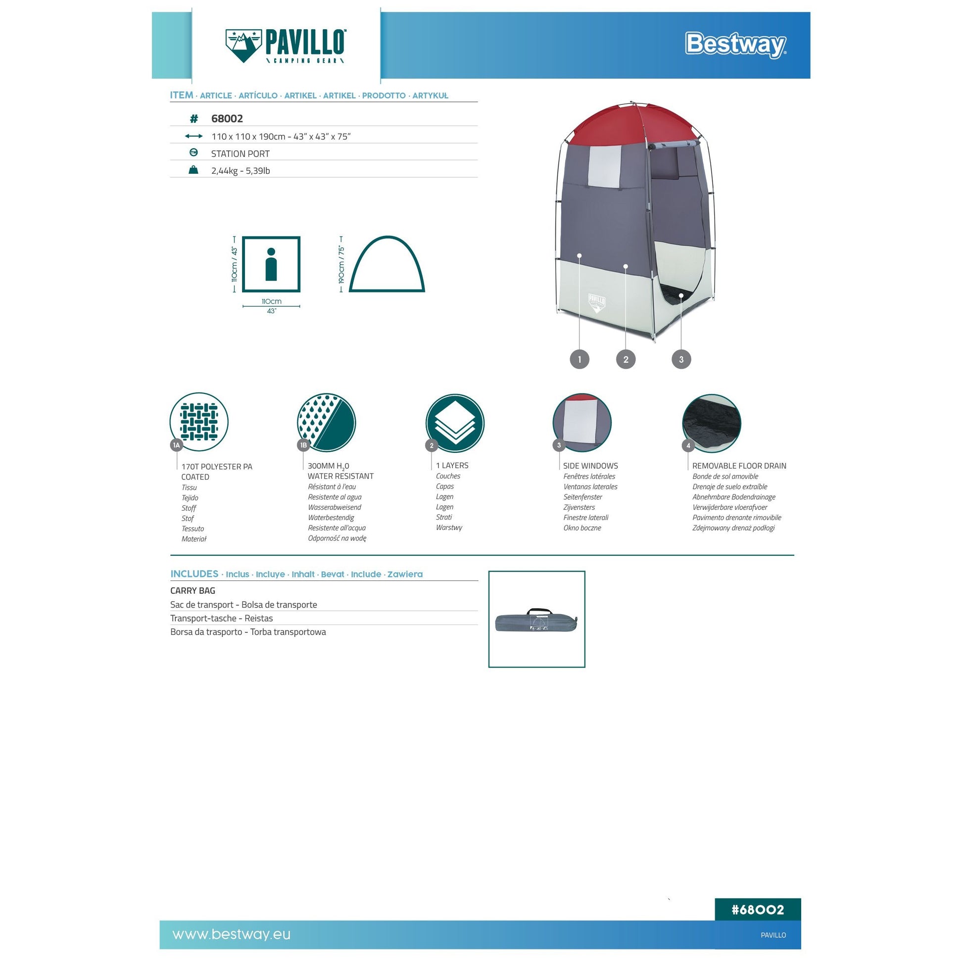 Bestway Spogliatoio Cabina Portatile