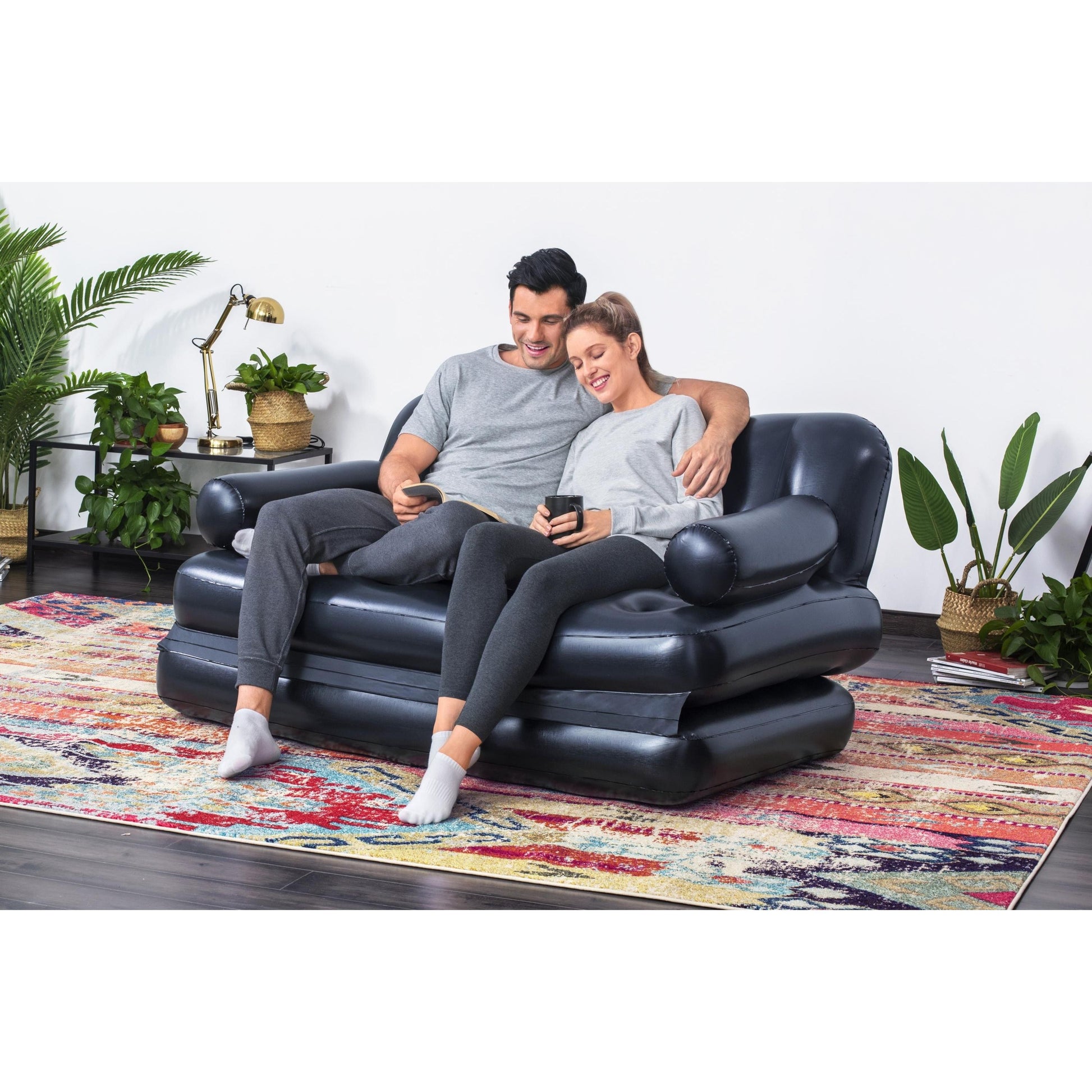 Bestway Divano Gonfiabile 5 Posizioni In 1 Colore Nero Cm. 188X152X64 Con Sacca Per Trasporto