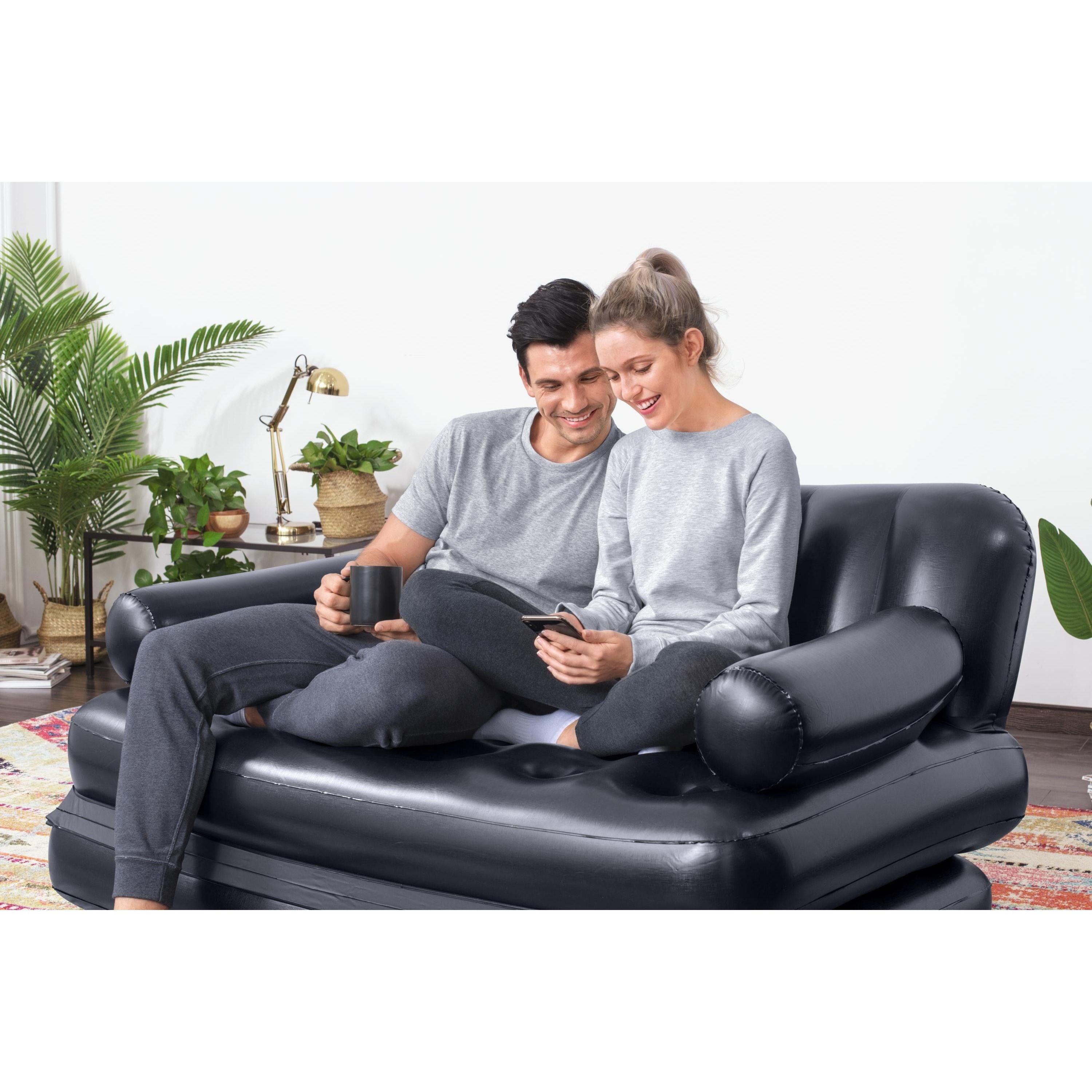 Bestway Divano Gonfiabile 5 Posizioni In 1 Colore Nero Cm. 188X152X64 Con Sacca Per Trasporto