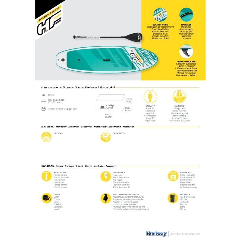 Bestway SUP Gonfiabile Hydro-Force HuaKa'i Tech 3,05 m