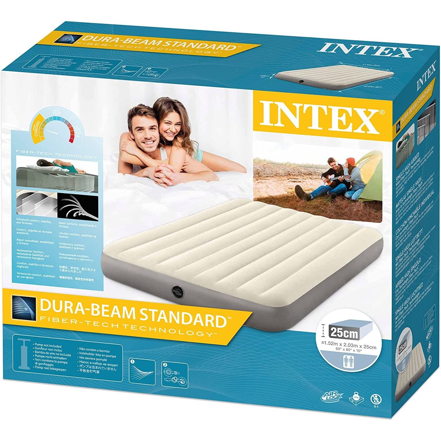 Intex 64101 Materasso Singolo Dura Beam Con Tecnologia Fiber Tech 99x191x25 Cm