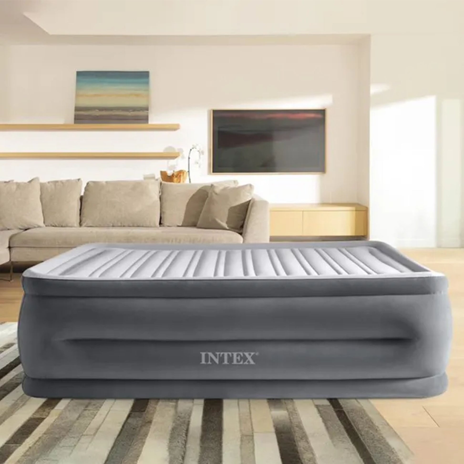 Intex 64418 Materasso Comfort Plush Hise Rise Dura Beam Tecnologia Fiber Tech Matrimoniale Cm 152x203x56