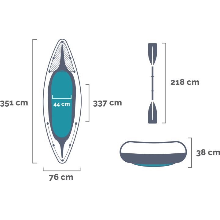 Intex 68306 Canoa Kayak Challenger K2 Cm 351x76x38