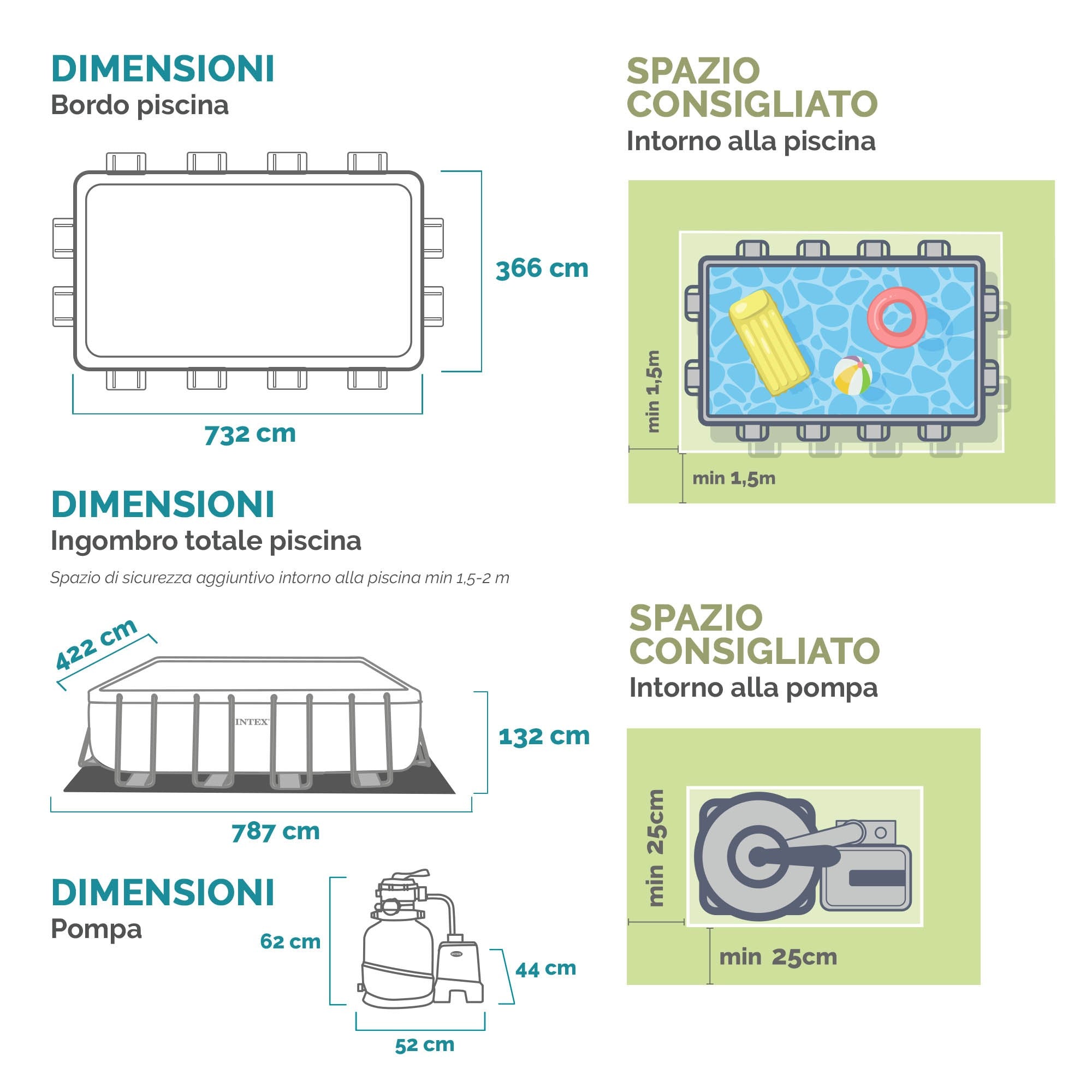 Intex 26364 Piscina Ultra Xtr Frame Rettangolare 732x366x132 Cm, Pompa A Sabbia, Scaletta Doppia, Telo Base E Copertura