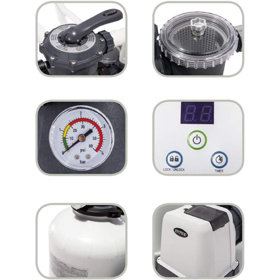 Intex 26652 Pompa A Sabbia - Flusso D'acqua: 12,000 L/H, Flusso Di Sistema: 9,200 L/H