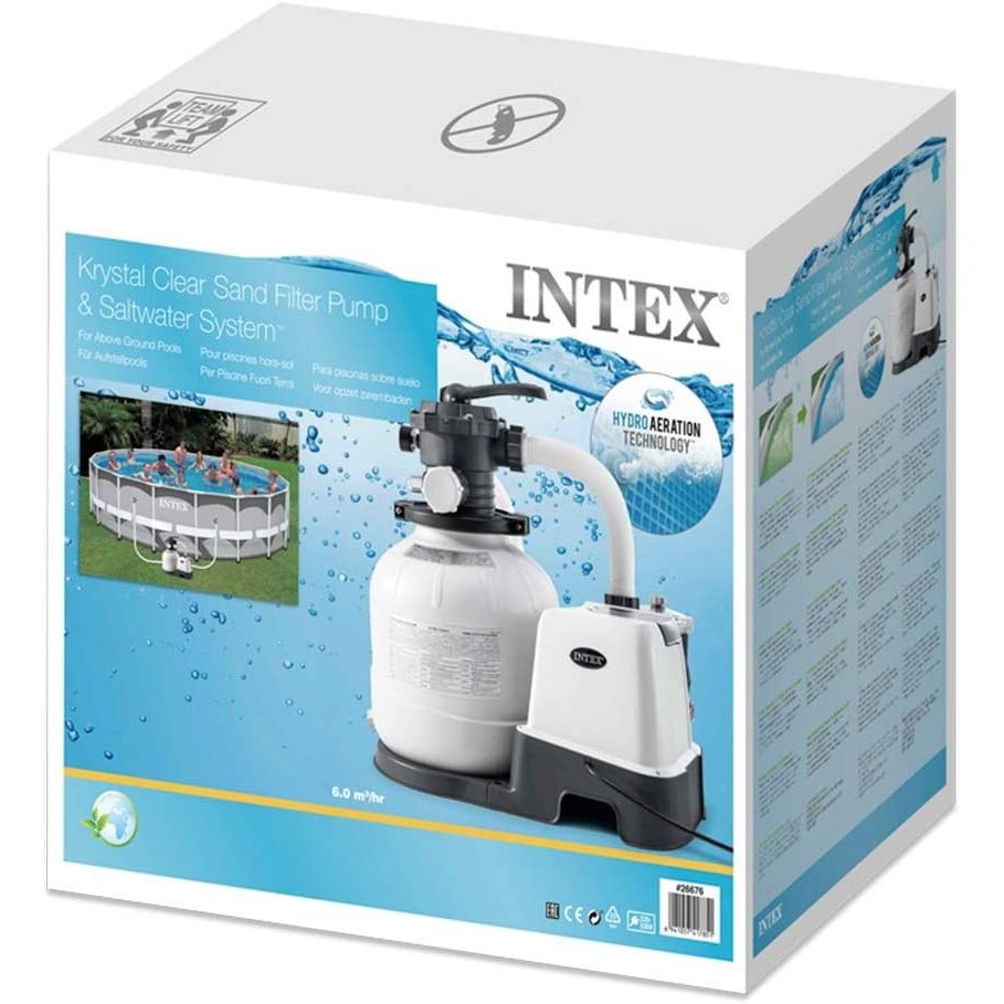 Intex 26676 Pompa A Sabbia Combo Per Piscine Fino A 32,200 L - Flusso D'acqua: 6,0 M3/H, Flusso Di Sistema: 5,7 M3/H