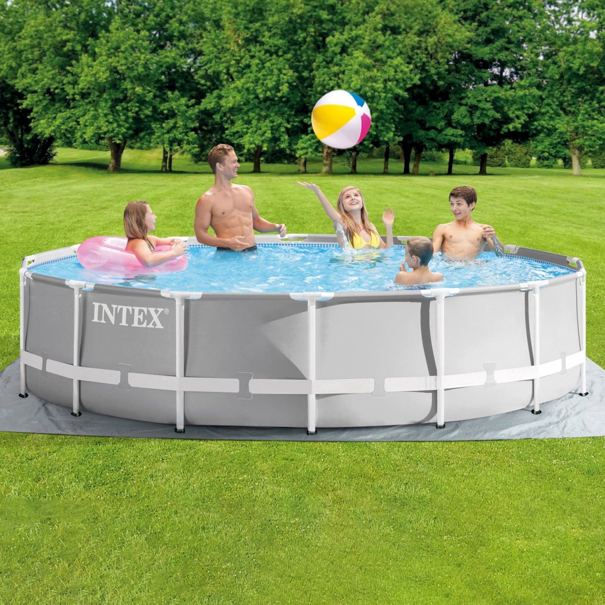 Intex 26720 Piscina Prisma Frame 427x107 Cm Con Pompa Filtro, Scaletta Doppia, Telo Base E Copertura