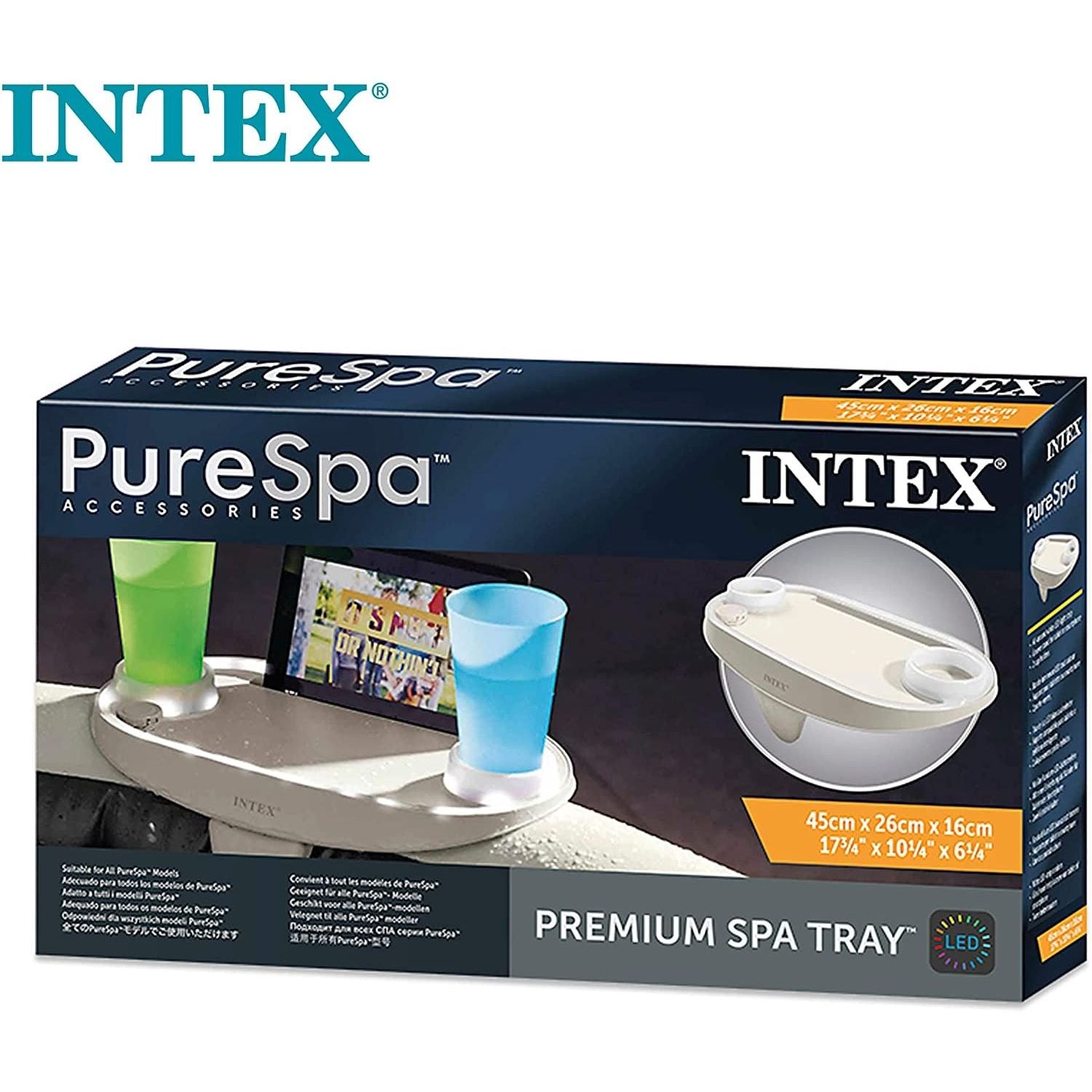 Intex 28520 Porta Oggetti per Spa con Luce e Supporto Per Tablet