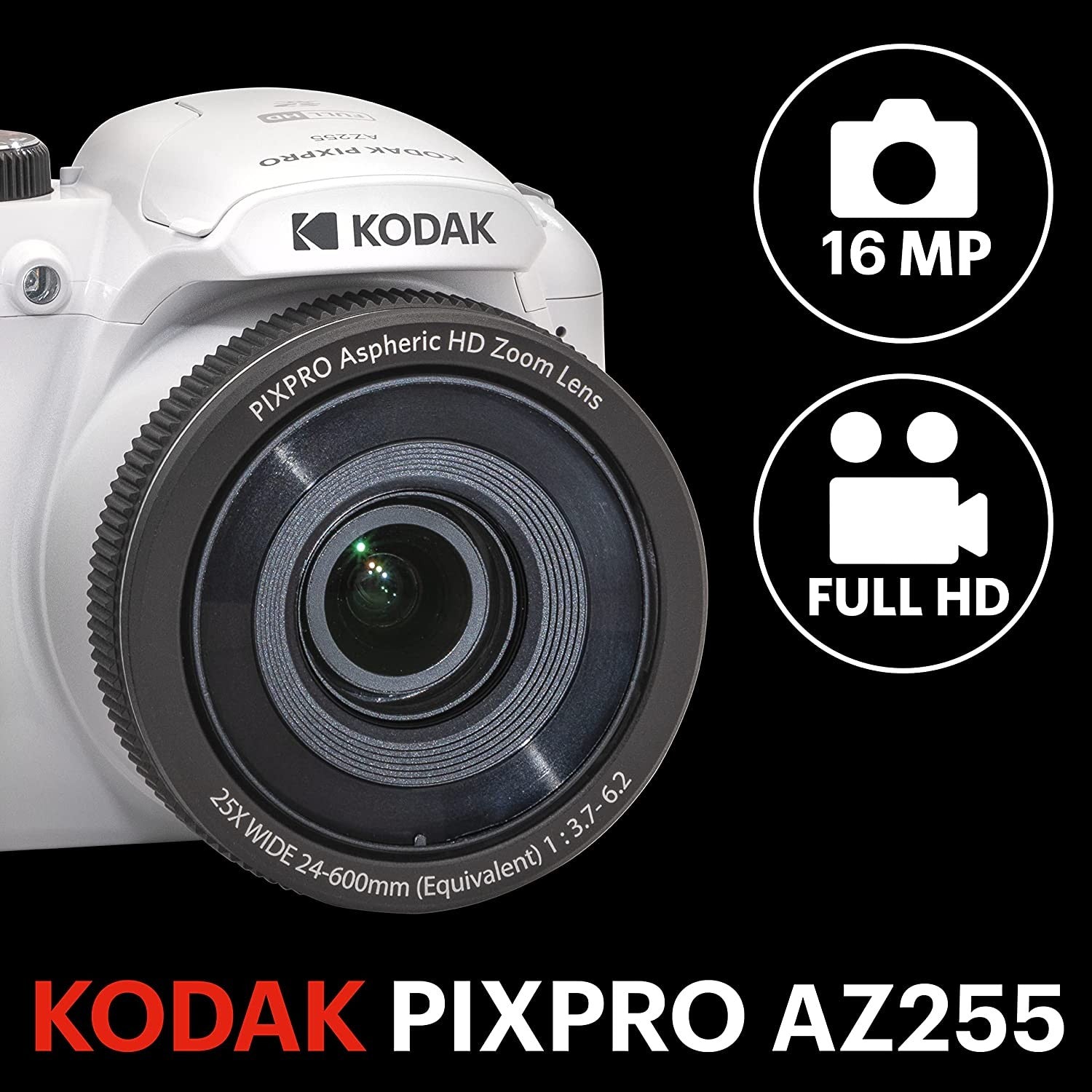Kodak PixPro AZ255 BRIDGE CAMERA WHITE GARANZIA UFFICIALE ITALIA 2 ANNI