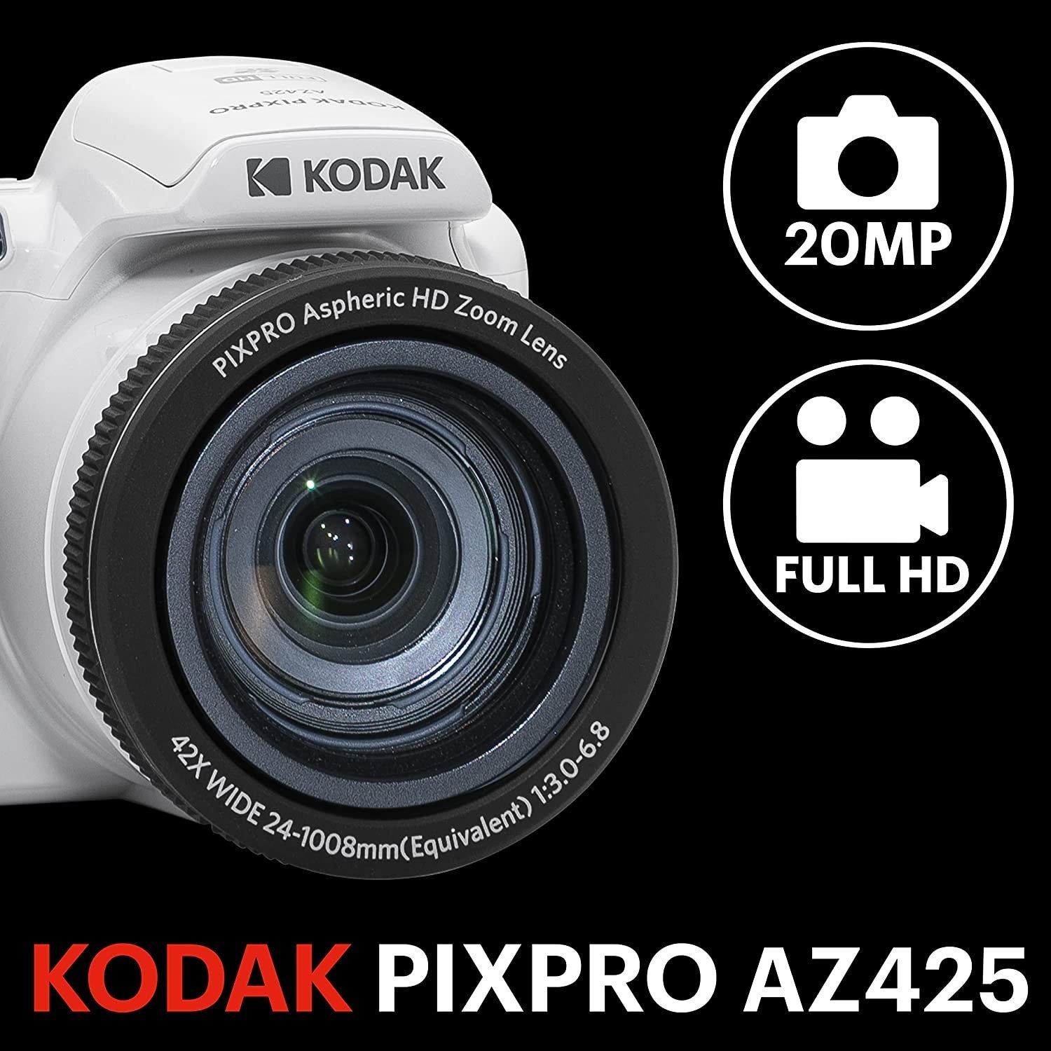 Kodak PixPro AZ425 BRIDGE CAMERA WHITE GARANZIA UFFICIALE ITALIA 2 ANNI