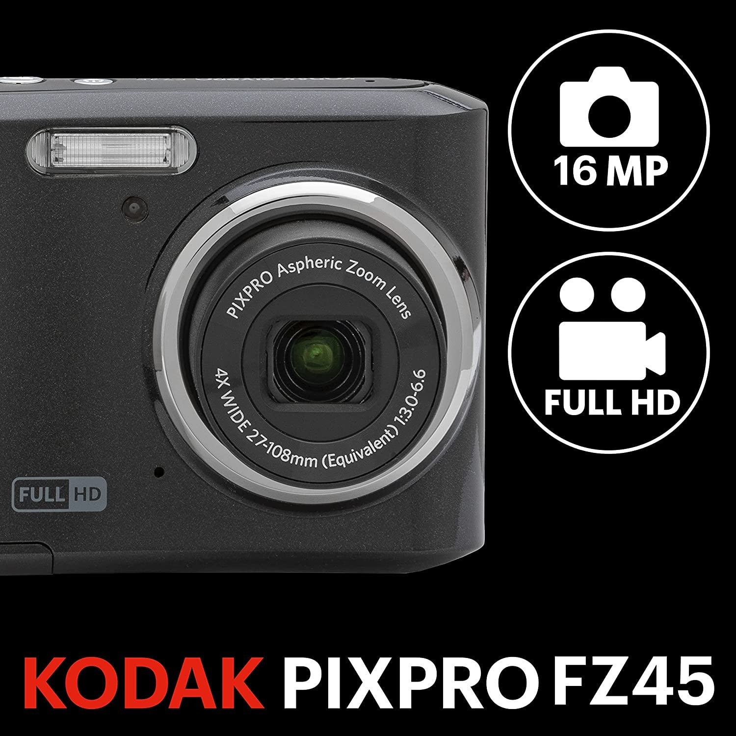 Kodak FZ45 COMPACT CAMERA BLACK GARANZIA UFFICIALE ITALIA 2 ANNI