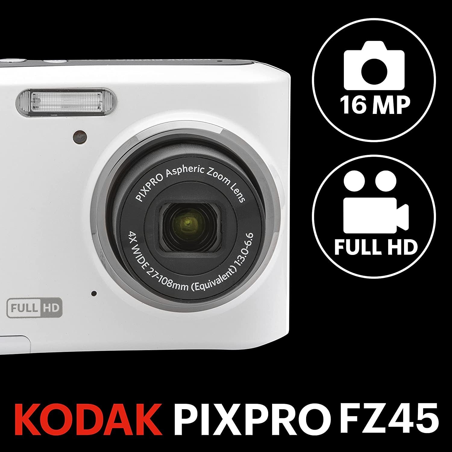 Kodak FZ45 COMPACT CAMERA WHITE GARANZIA UFFICIALE ITALIA 2 ANNI