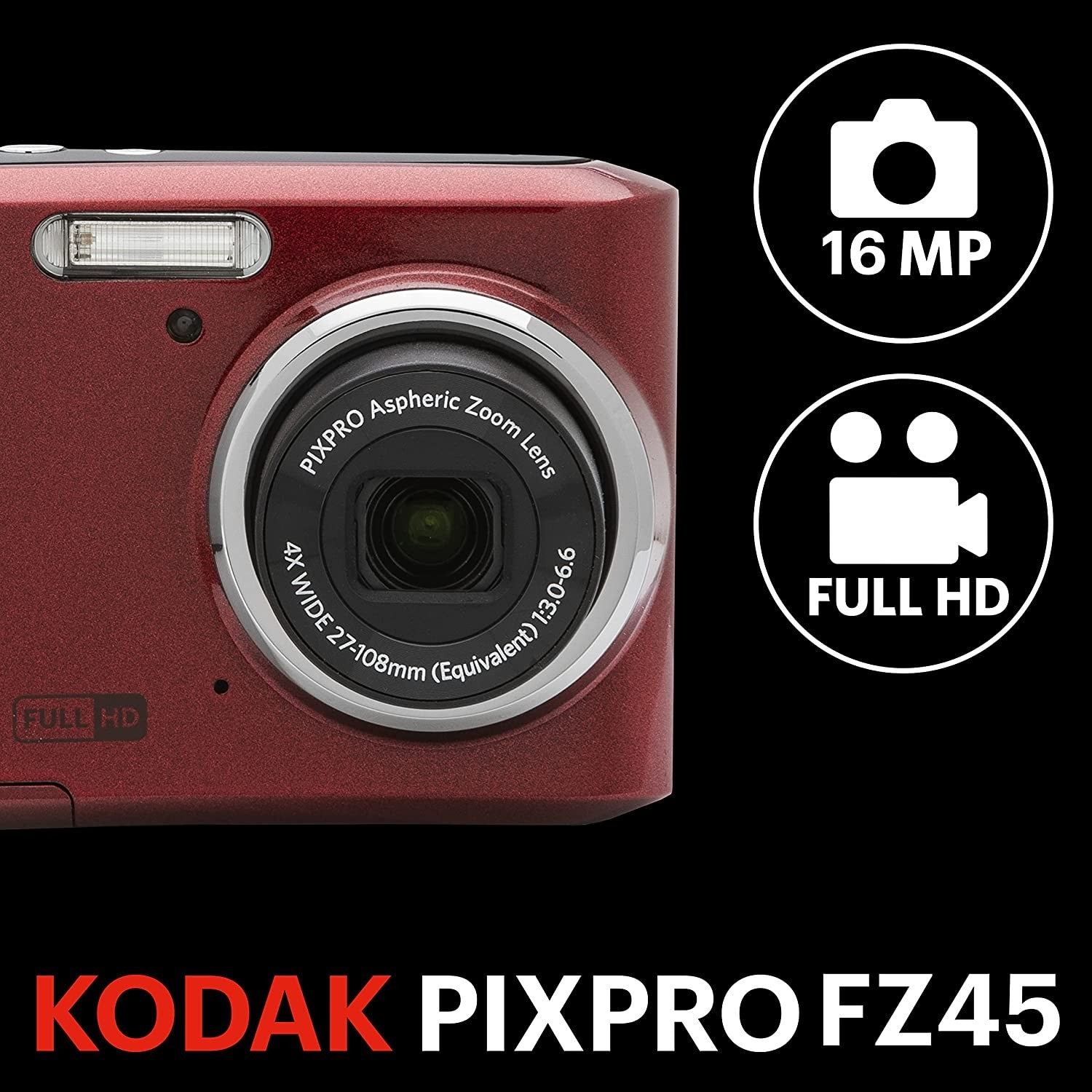 Kodak FZ45 COMPACT CAMERA RED GARANZIA UFFICIALE ITALIA 2 ANNI