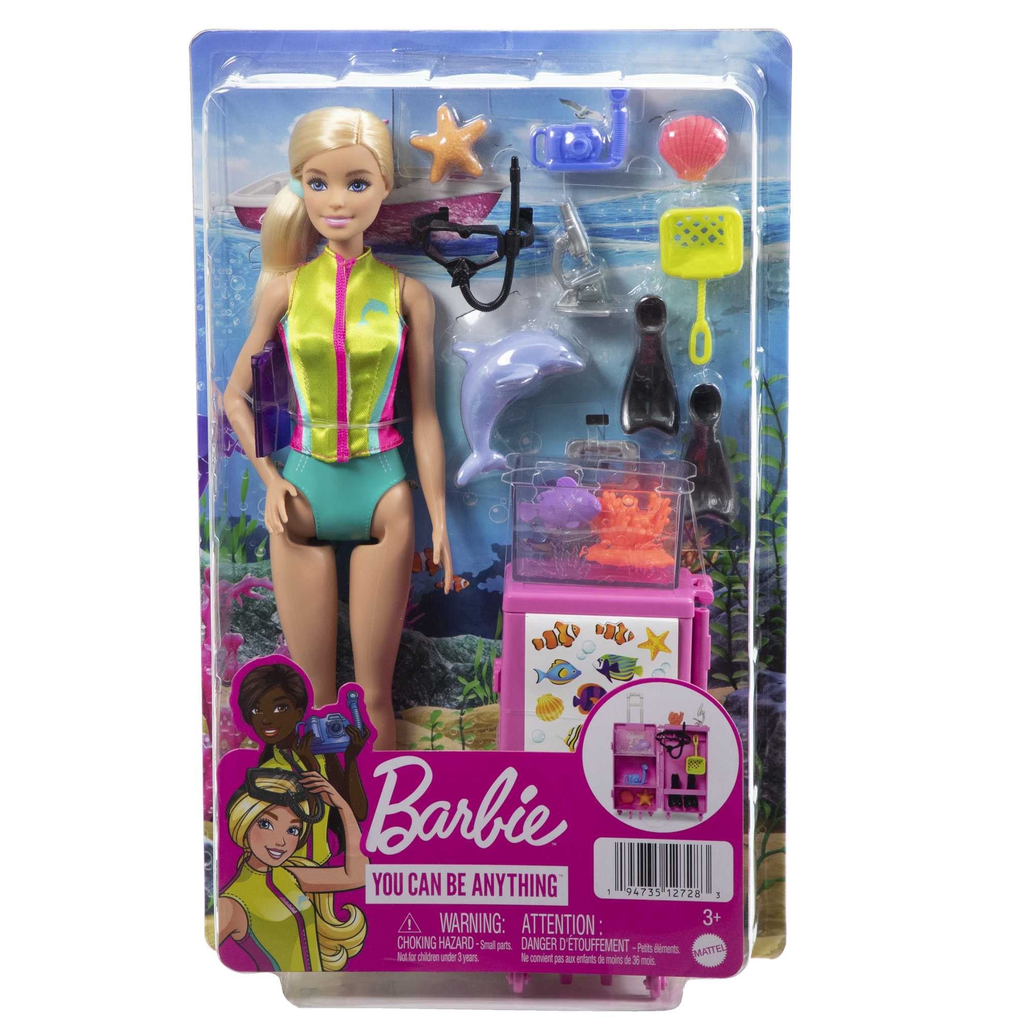 Barbie Biologa Marina, bambola bionda e playset