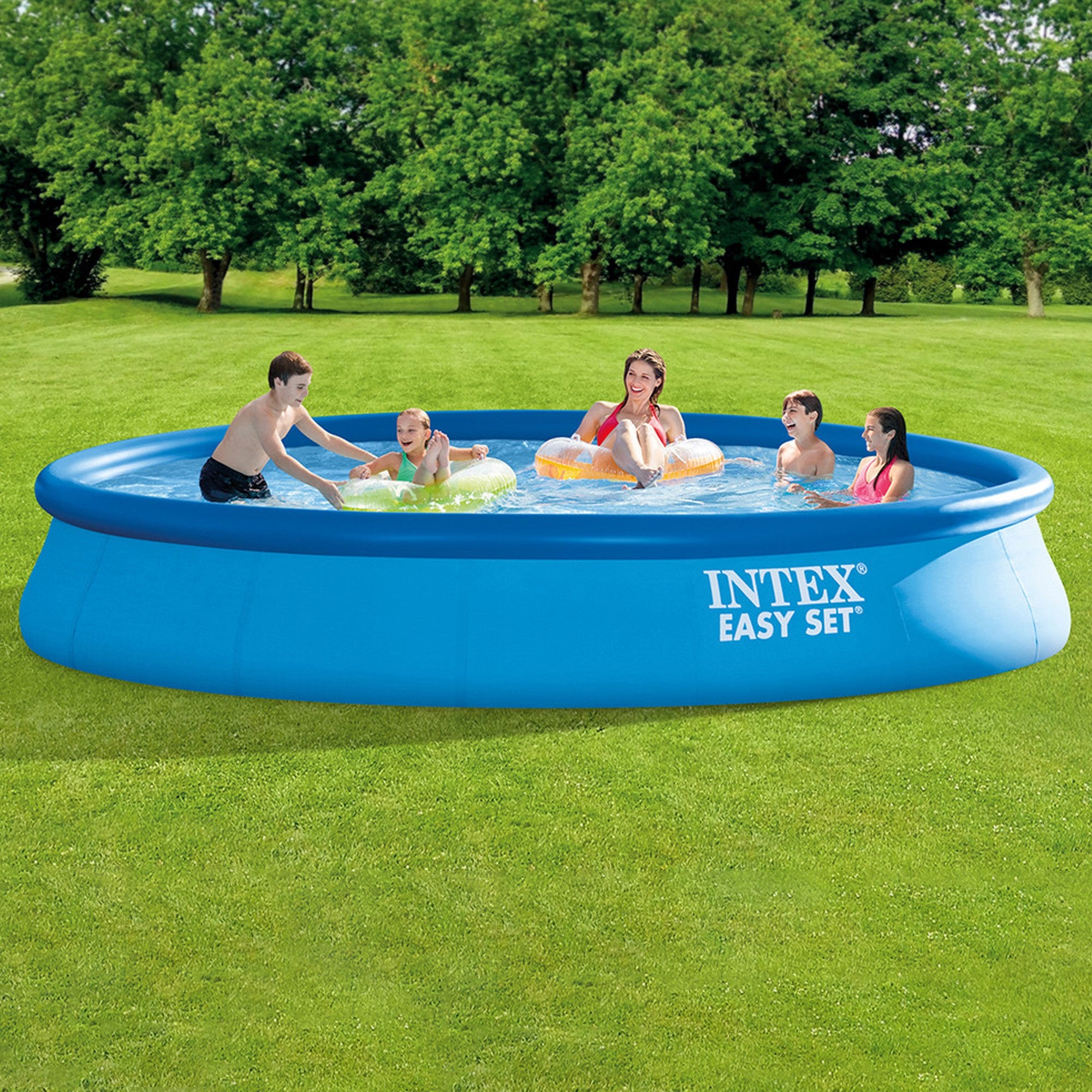 Intex 26166 Piscina Easy 457x107 Cm Con Pompa Filtro Scaletta Doppia, Telo Base e di Copertura