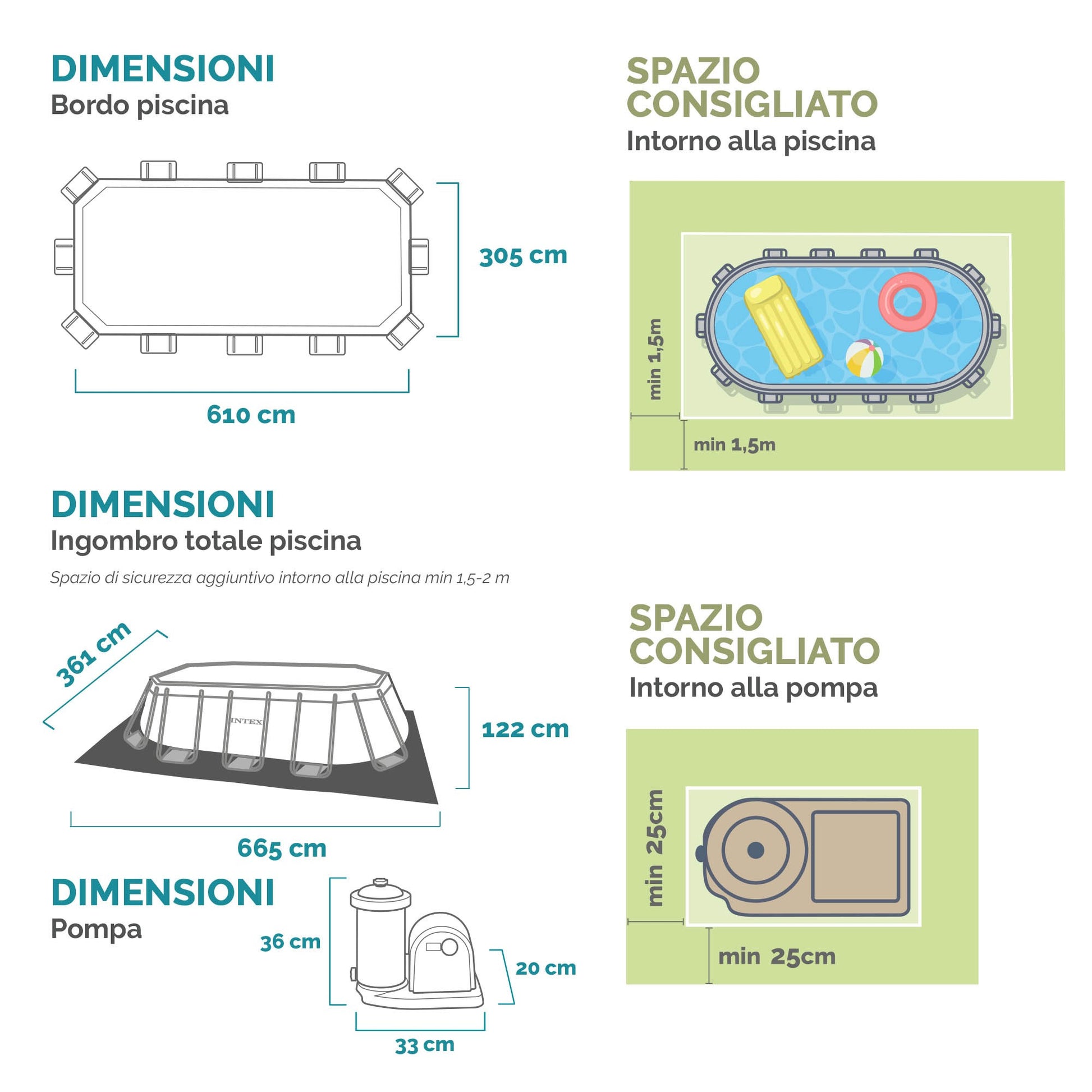 Intex 26798 Piscina Prisma Ovale 610x305x122 Cm Con Pompa Filtro, Scaletta Doppia, Telo Base e Di Copertura
