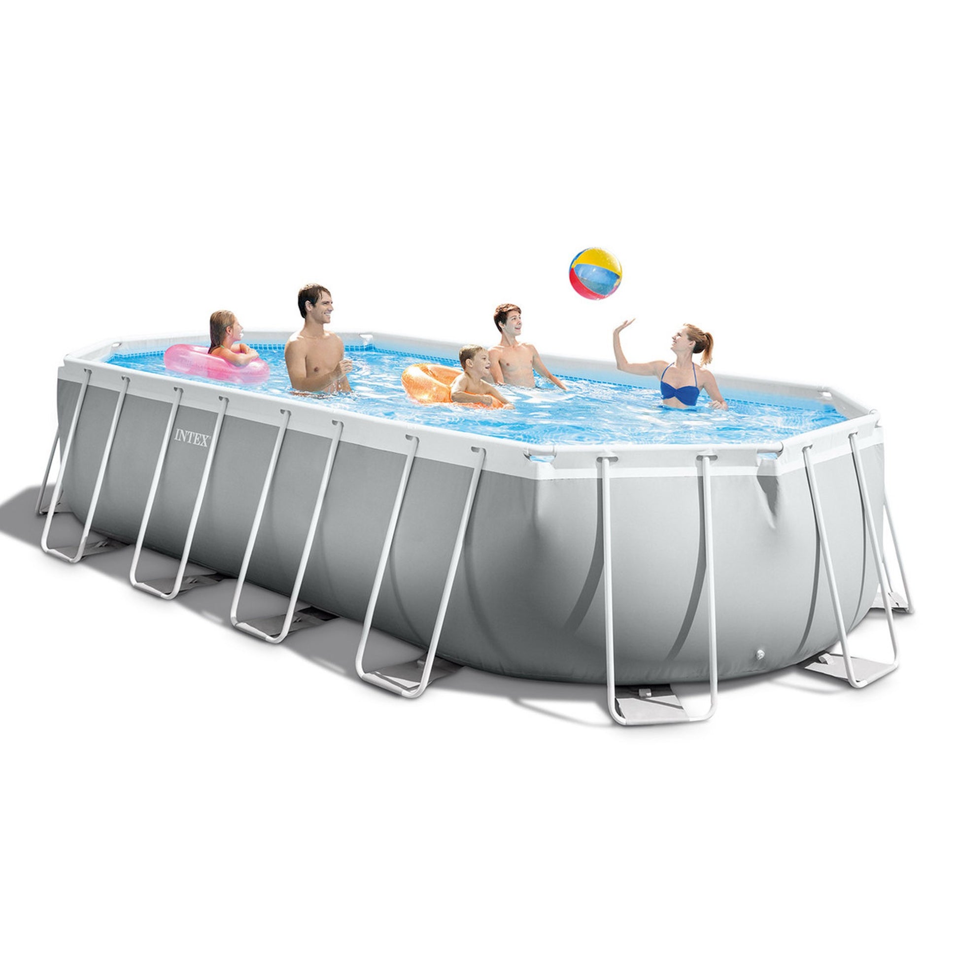 Intex 26798 Piscina Prisma Ovale 610x305x122 Cm Con Pompa Filtro, Scaletta Doppia, Telo Base e Di Copertura