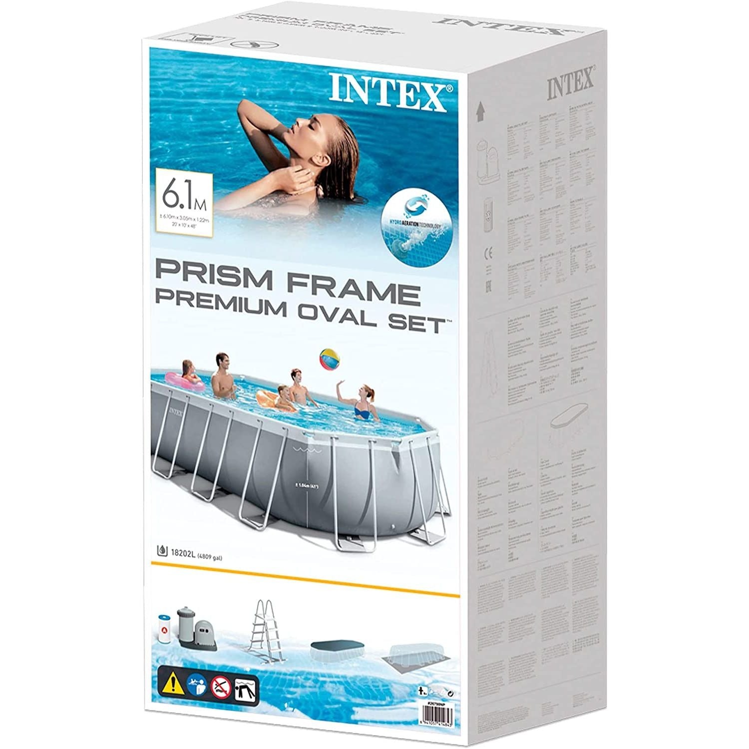 Intex 26798 Piscina Prisma Ovale 610x305x122 Cm Con Pompa Filtro, Scaletta Doppia, Telo Base e Di Copertura